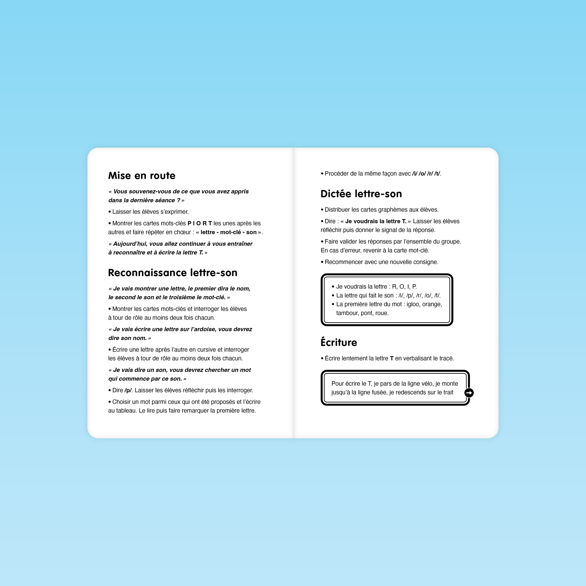 consignes mise en route séance découverte des lettres GS : reconnaissance de la lettre T avec cartes mots-clés et dictée