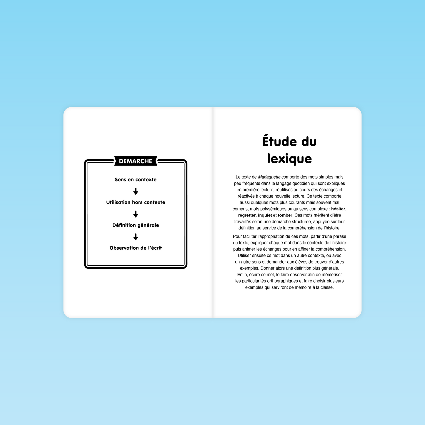 Démarche structurée pour l’étude du lexique dans le guide Marlaguette CP