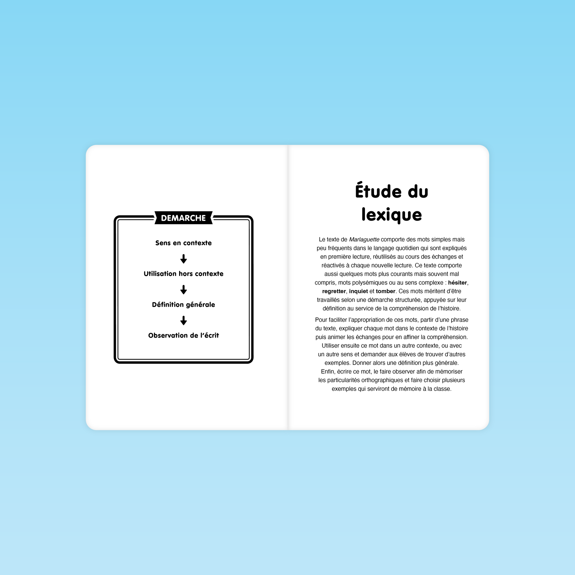 Démarche structurée pour l’étude du lexique dans le guide Marlaguette CP