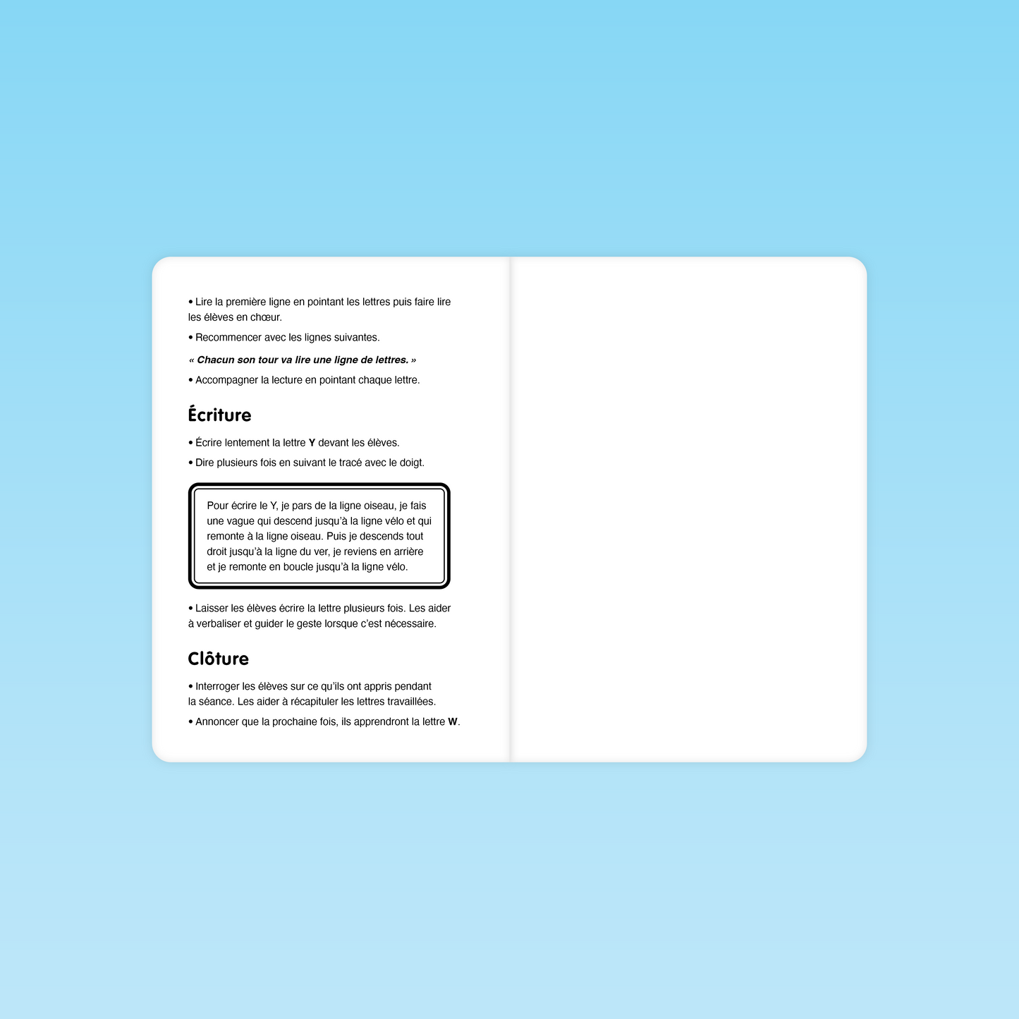 Étapes d’écriture de la lettre Y et clôture de la séance – guide GS lettres QJKHZXYW