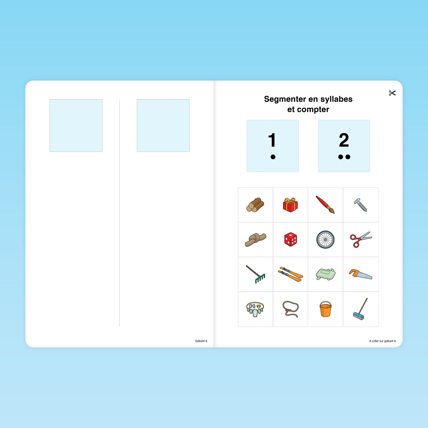 activité GS pour segmenter des mots en syllabes à partir d’illustrations d’objets usuels