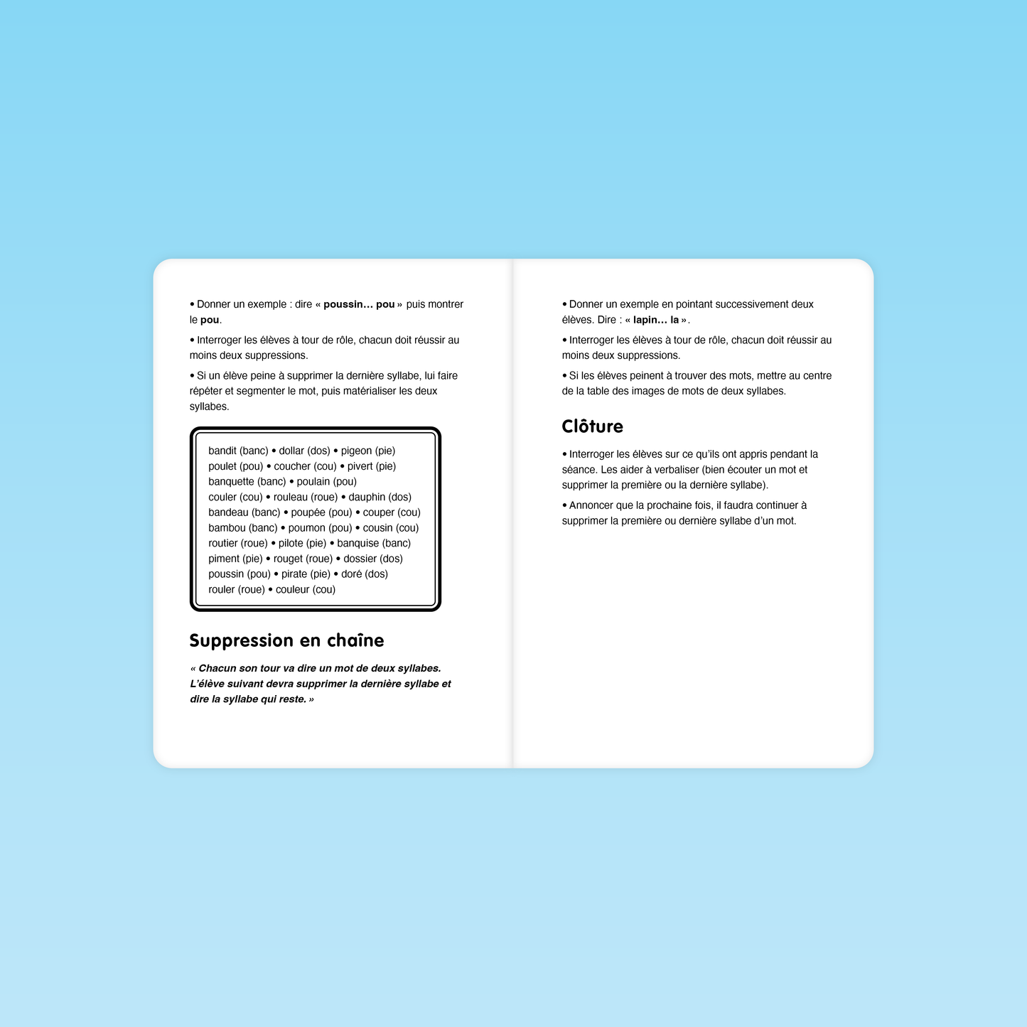 exemples de mots pour activités de suppression de syllabes en CP