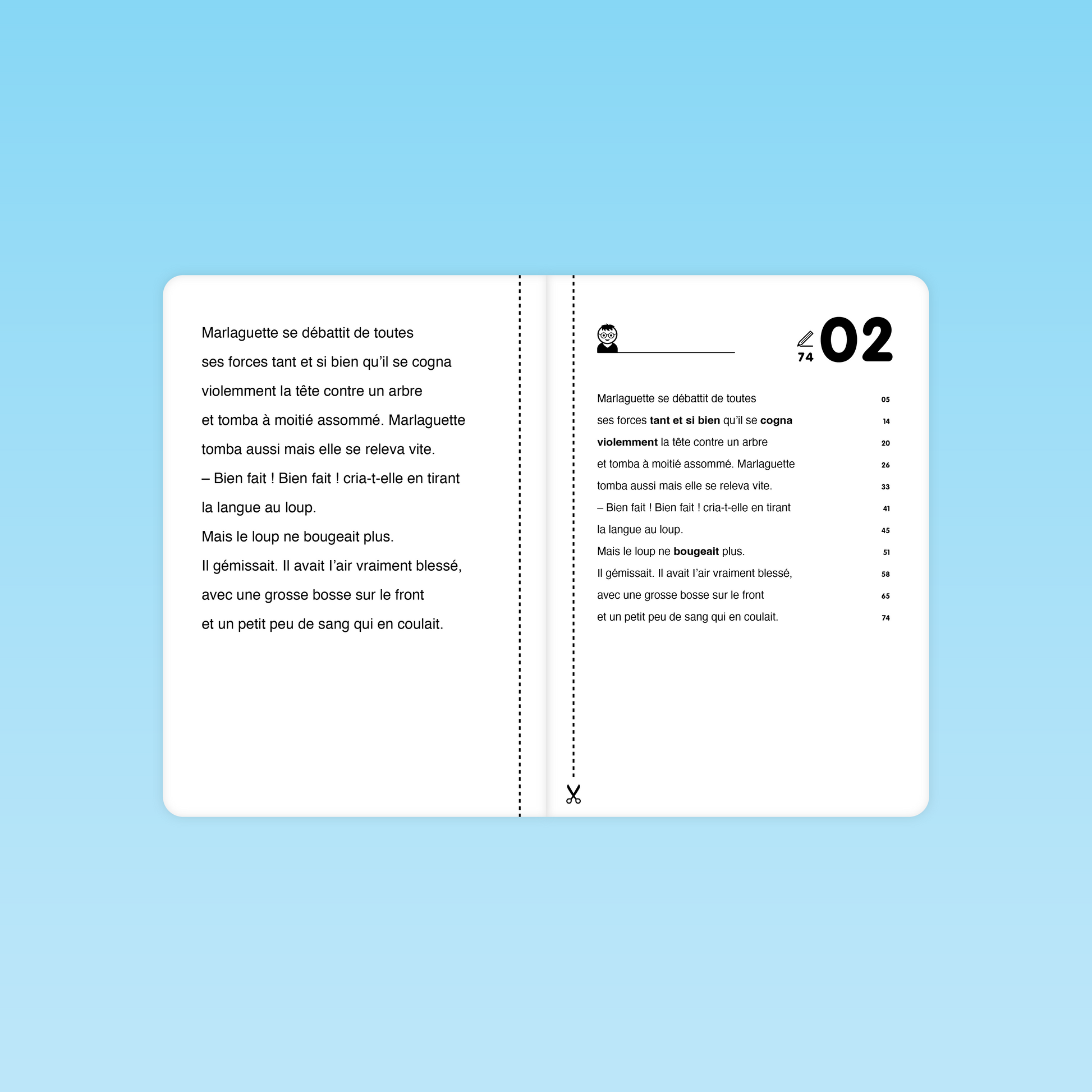 Extrait de texte utilisé pour l’entraînement à la fluence dans le guide Marlaguette CP