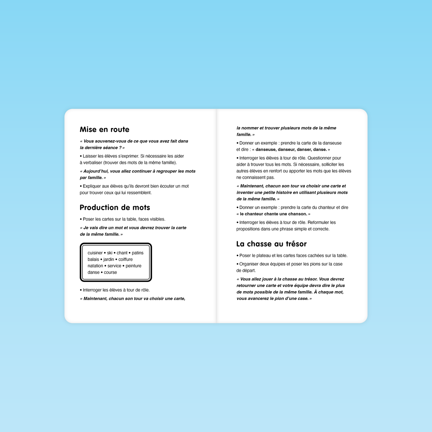 Activité de production de mots et jeu de chasse au trésor pour travailler les familles de mots en grande section GS