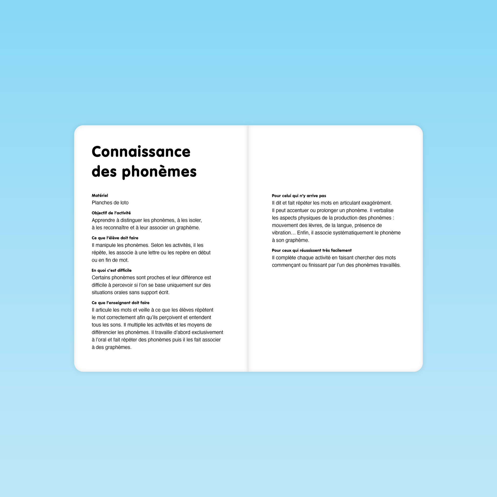 Fiche d’activité sur la connaissance des phonèmes pour les élèves de grande section