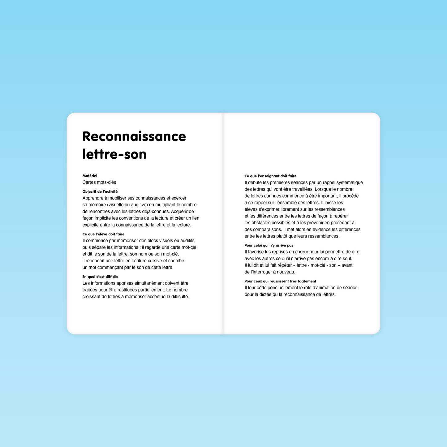 fiche pédagogique sur la reconnaissance lettre-son pour l’apprentissage des lettres en grande section GS