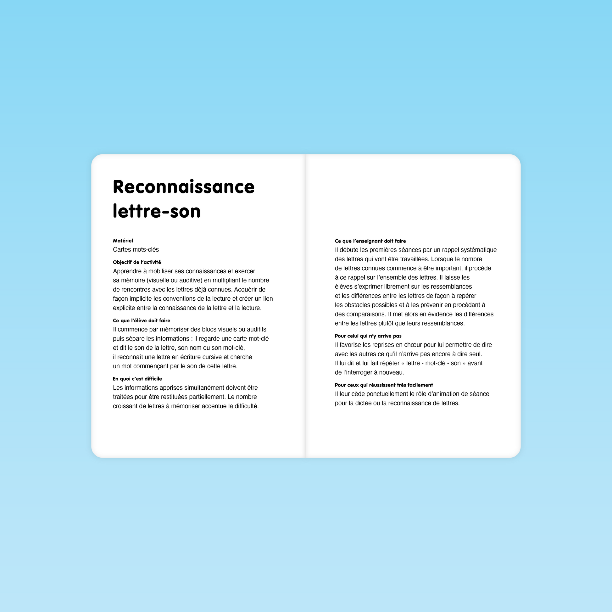 fiche pédagogique sur la reconnaissance lettre-son pour l’apprentissage des lettres en grande section GS