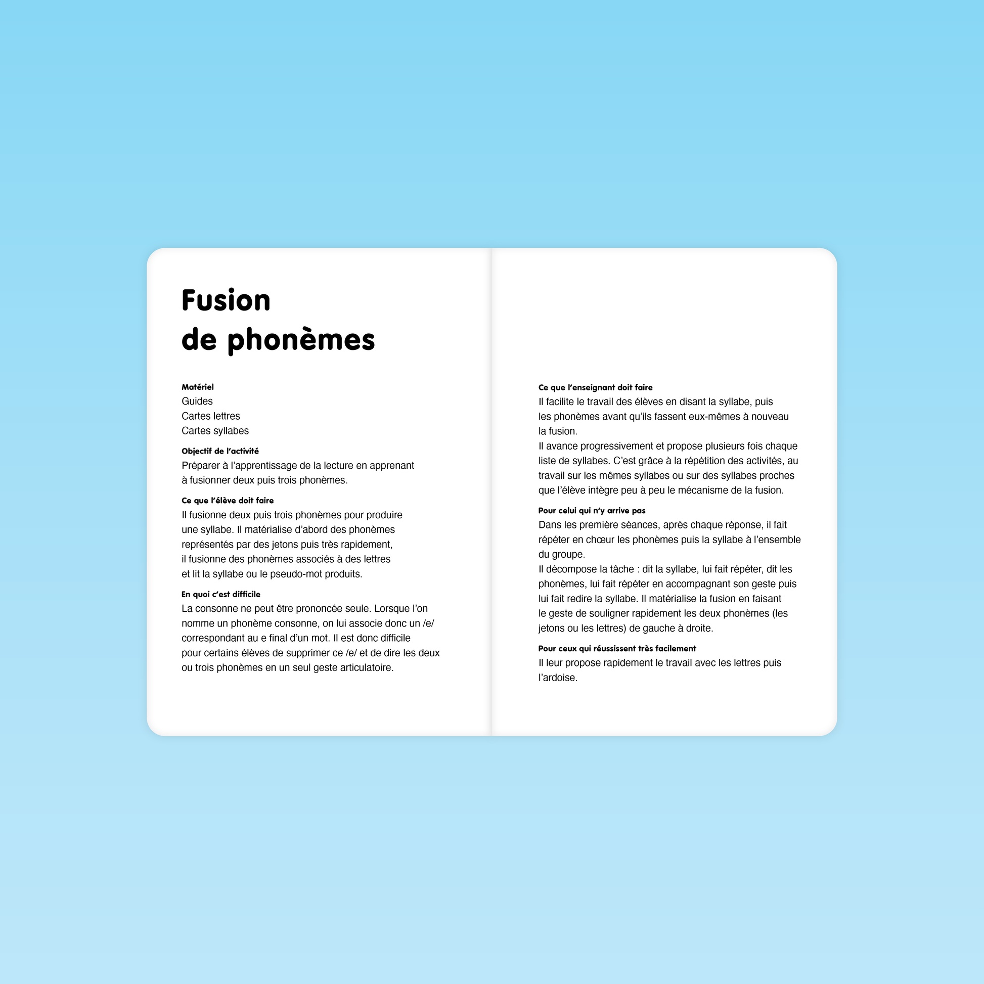 Fiche pédagogique pour l’enseignement de la fusion de phonèmes au CP