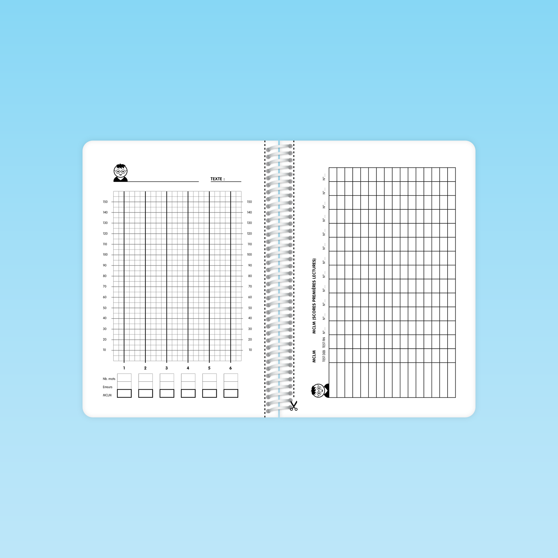 Graphique de suivi des performances en fluence de lecture pour élèves de CM et 6e – guide pédagogique des éditions Cigale.