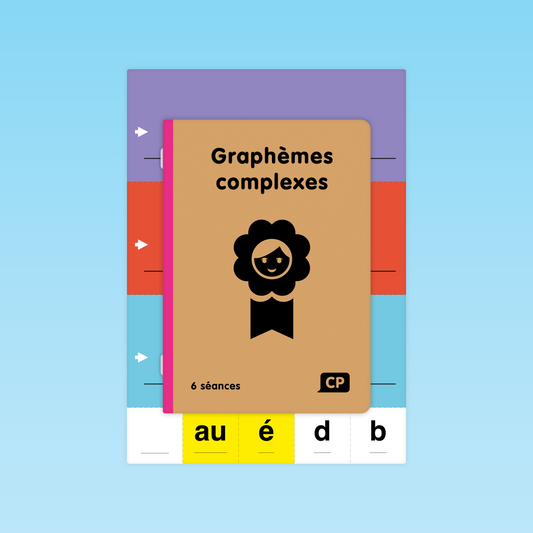 Couverture du guide pédagogique CP sur les graphèmes complexes avec 6 séances et cartes à découper