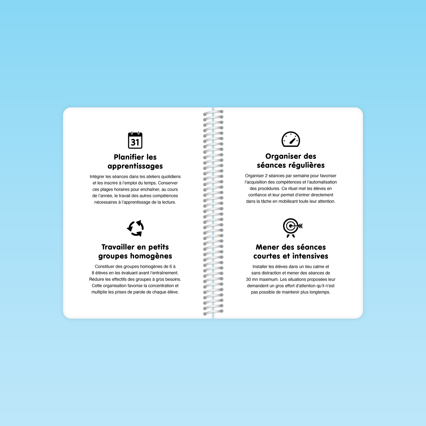 pages intérieures du guide cp compréhension de la langue montrant la planification des apprentissages et l’organisation de séances régulières