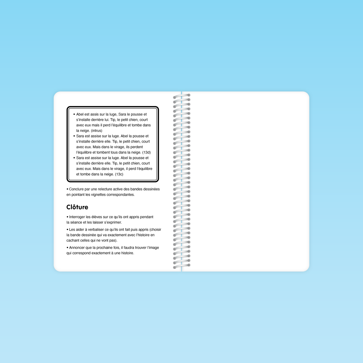 page intérieure du guide cp séance 15 présentant la clôture de séance avec questions de récapitulation, verbalisation des apprentissages et consignes de suivi