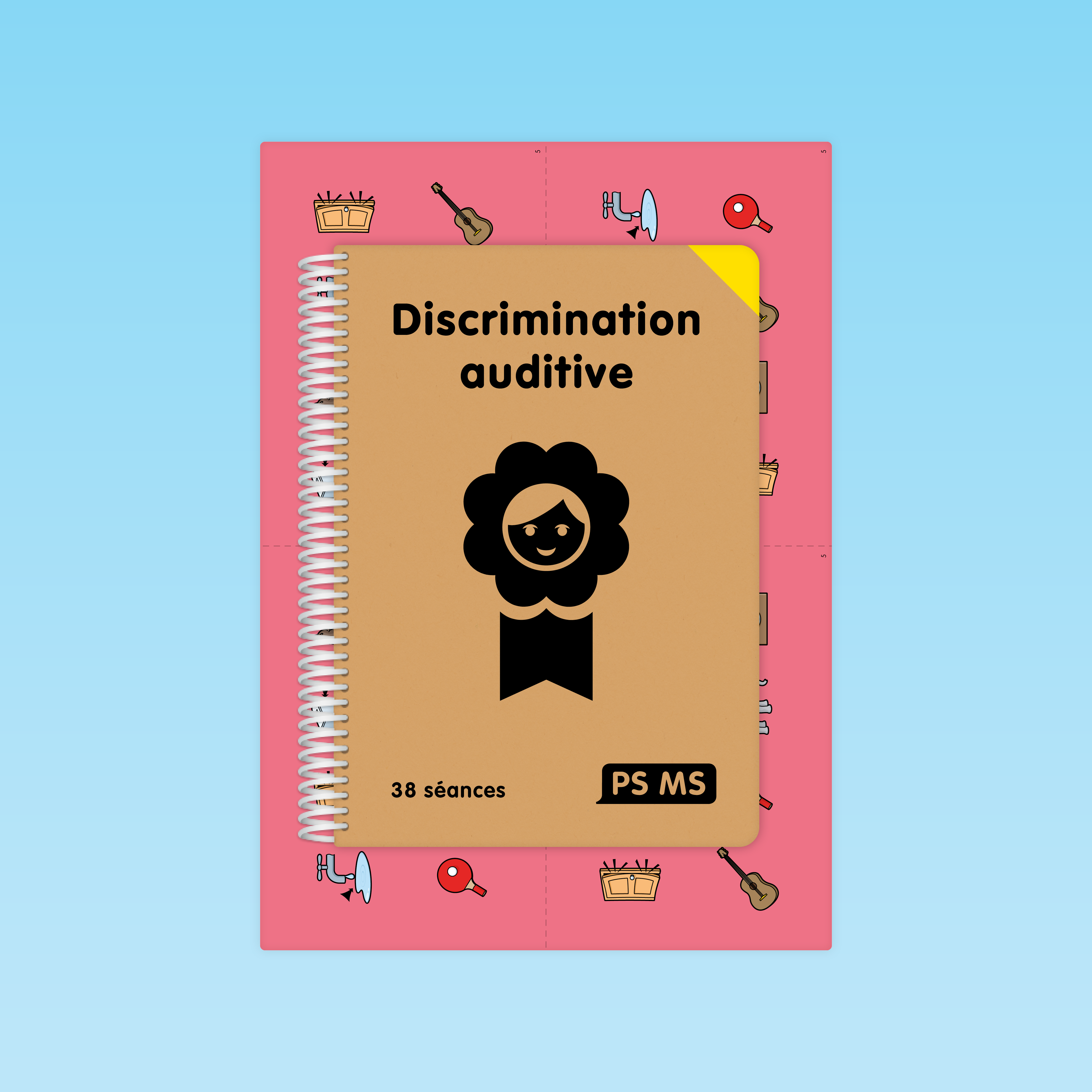 couverture du guide discrimination auditive PS MS pour la maternelle, 38 séances clés