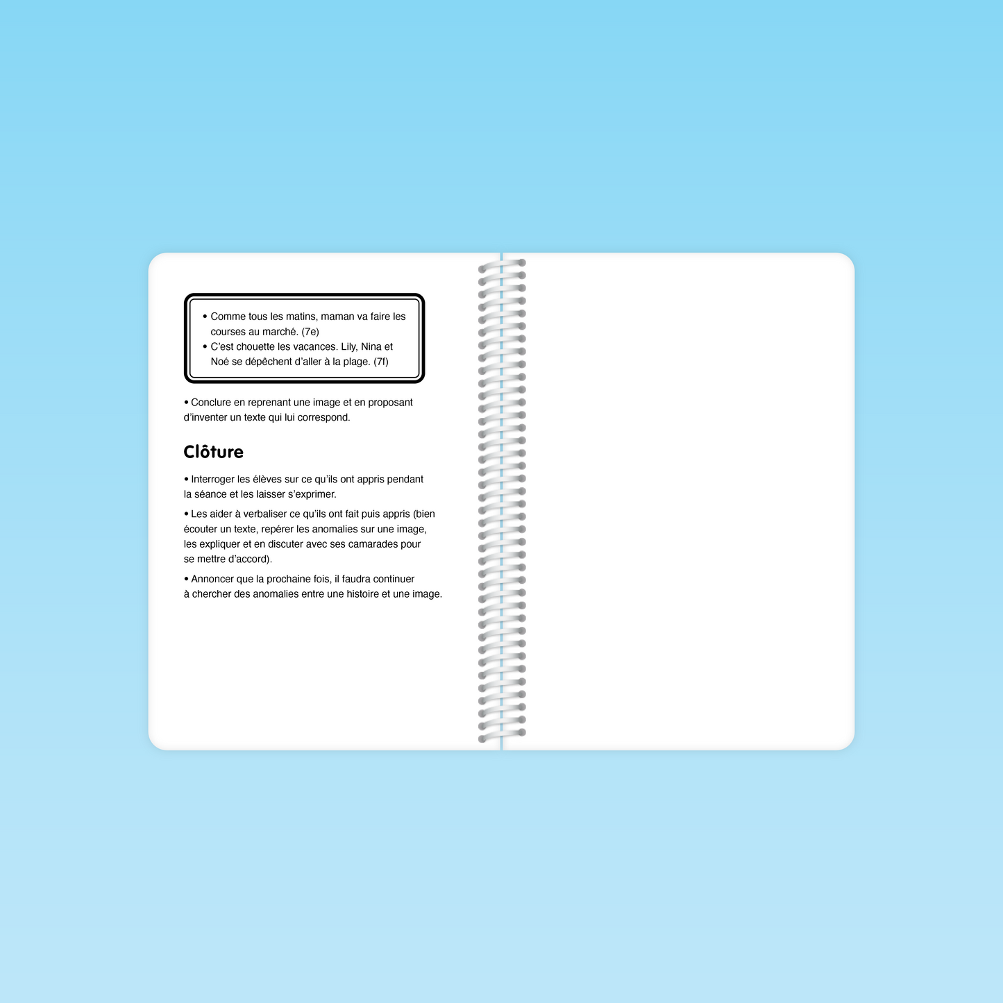 page intérieure du guide gs séance 5 présentant la clôture de séance avec questionnements, verbalisation des apprentissages et annonce des activités suivantes