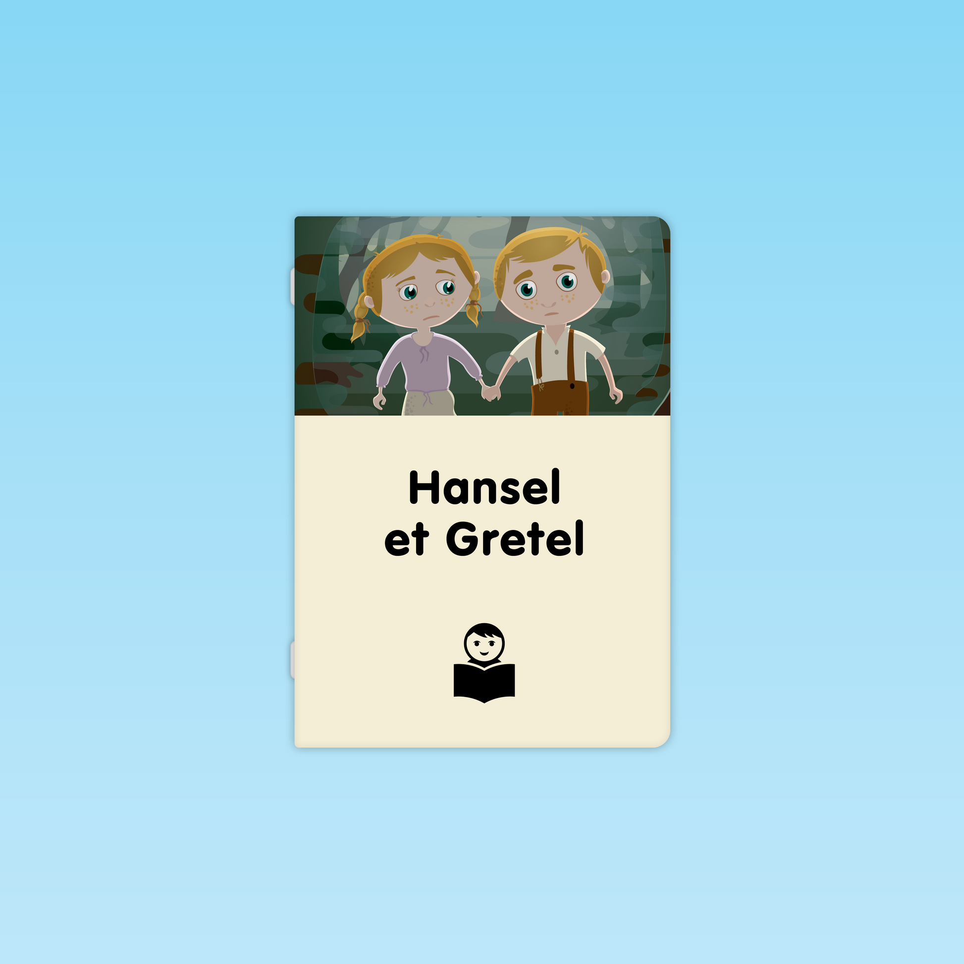 Hansel et Gretel enfants inquiets dans la forêt sur la couverture de l’album pédagogique CP CE