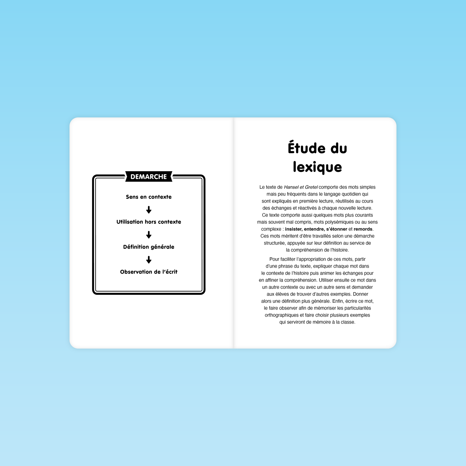 Démarche proposée pour l’étude du lexique dans Hansel et Gretel