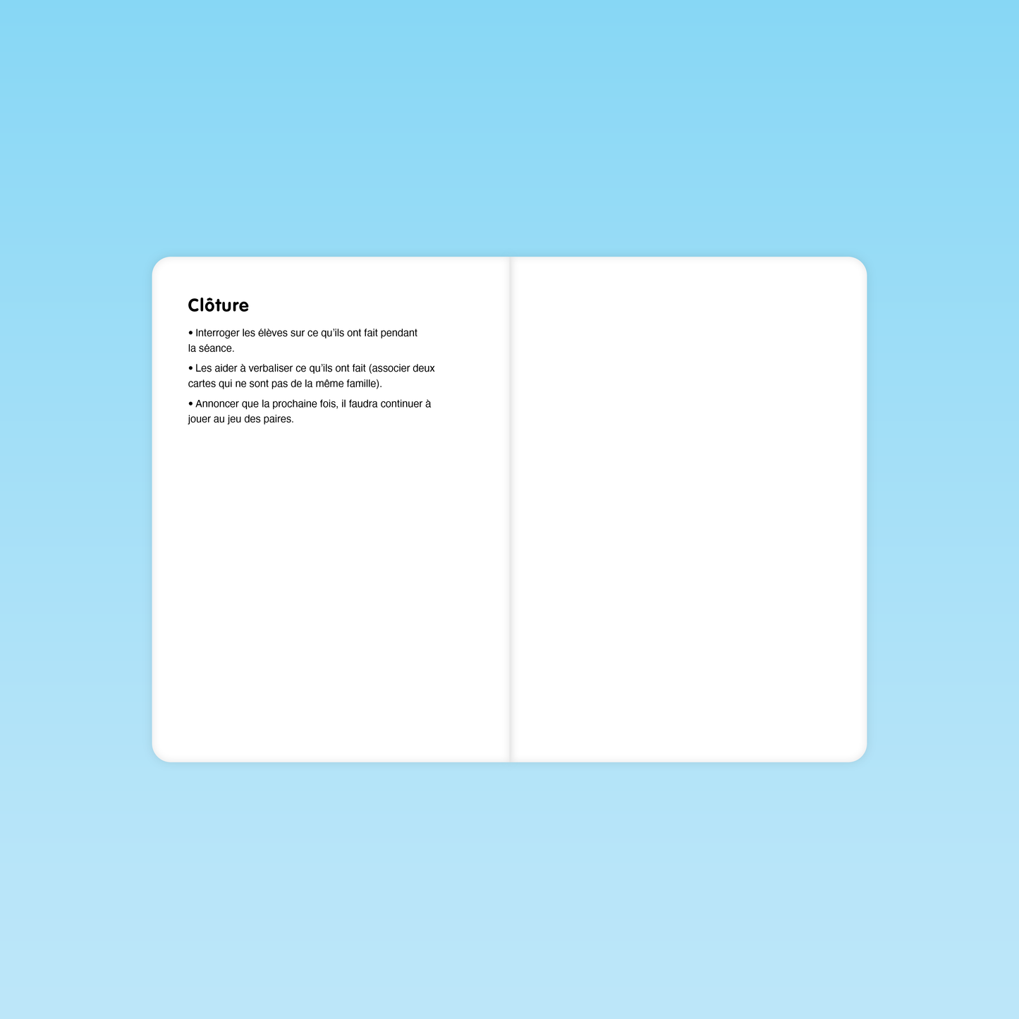 Page de clôture de séance avec verbalisation des apprentissages en MS