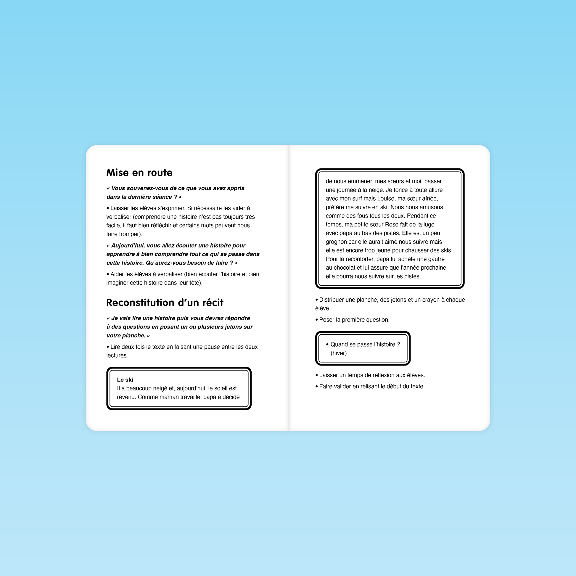 déroulement de la mise en route et lecture de texte pour la compréhension de récit au CP