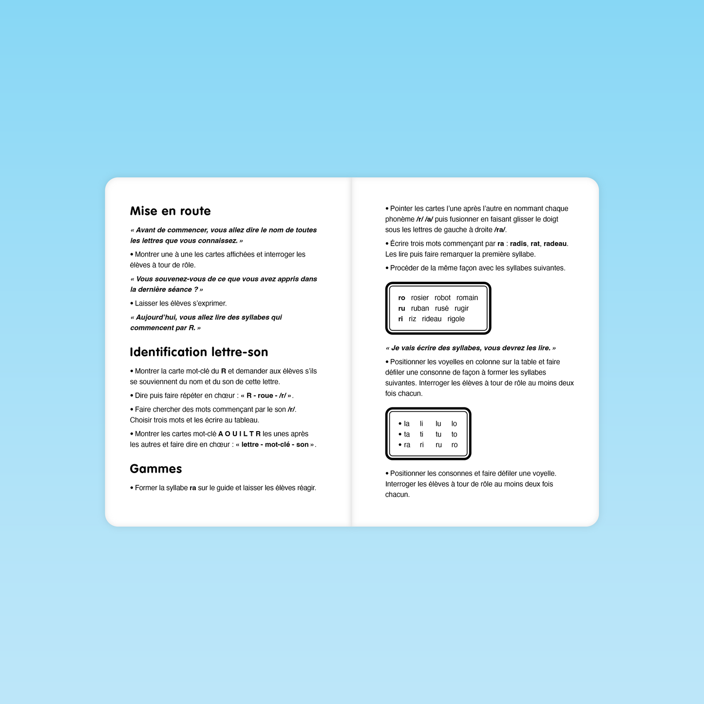 mise en route et identification du son r en lecture de syllabes simples pour le CP