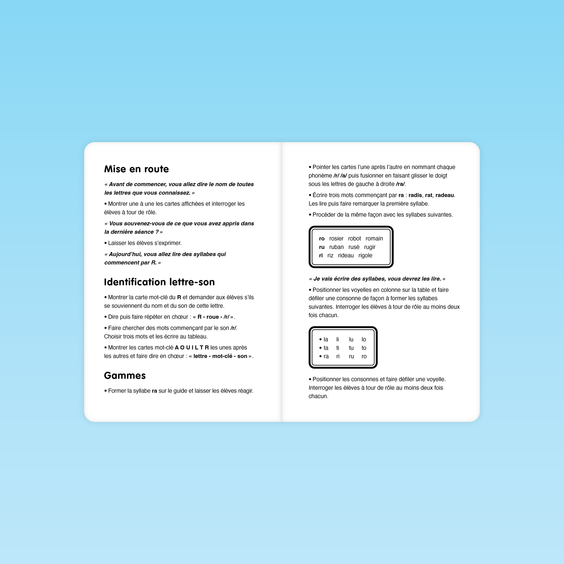 mise en route et identification du son r en lecture de syllabes simples pour le CP