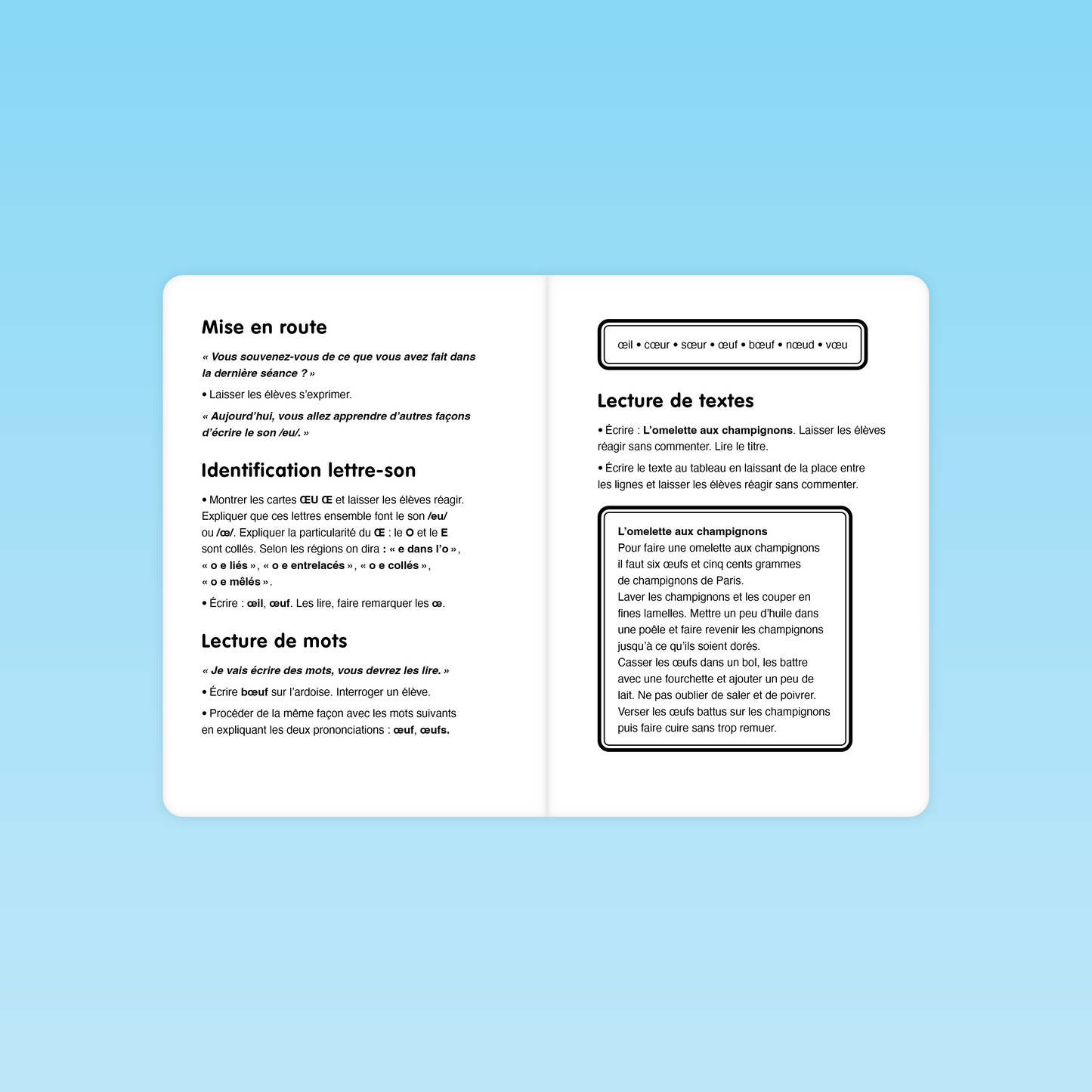 activité de mise en route et lecture de texte sur le graphème CEU en CP et CE1