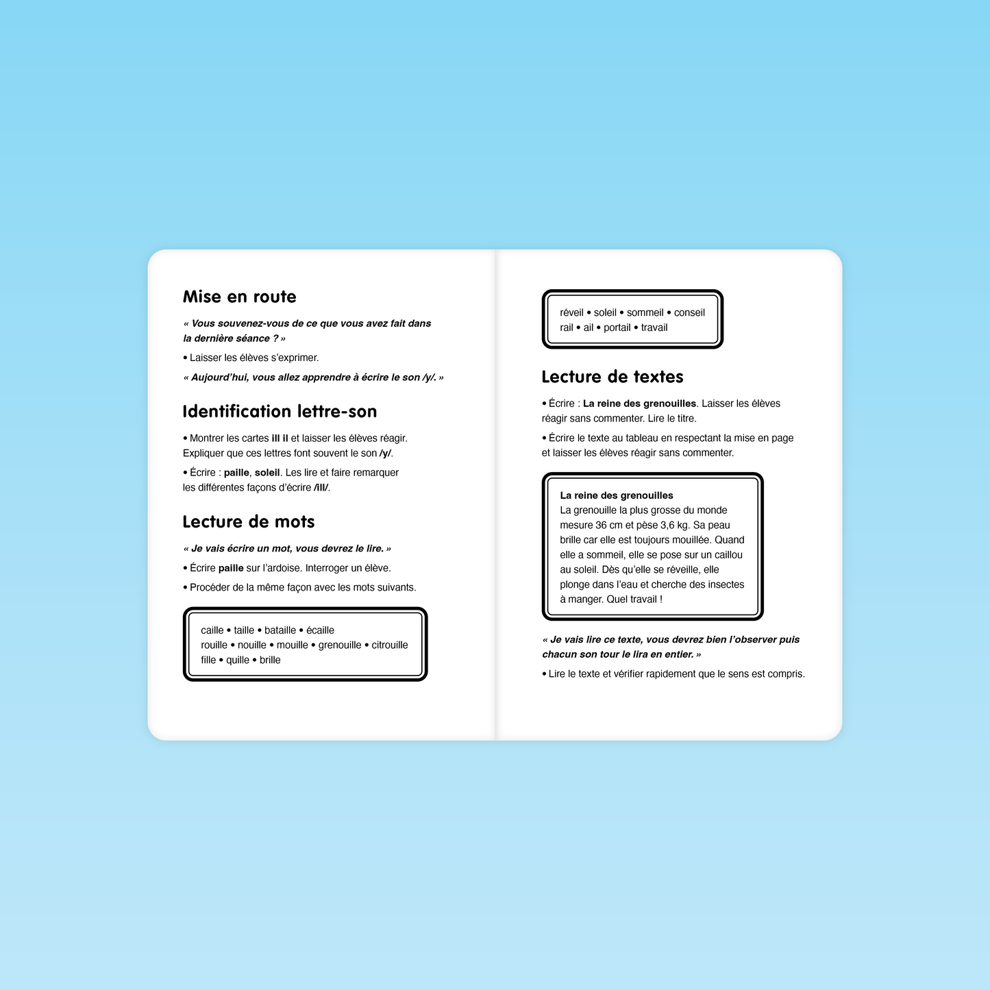 activité de mise en route et lecture de texte pour travailler les graphèmes ILL et IL en CP et CE1