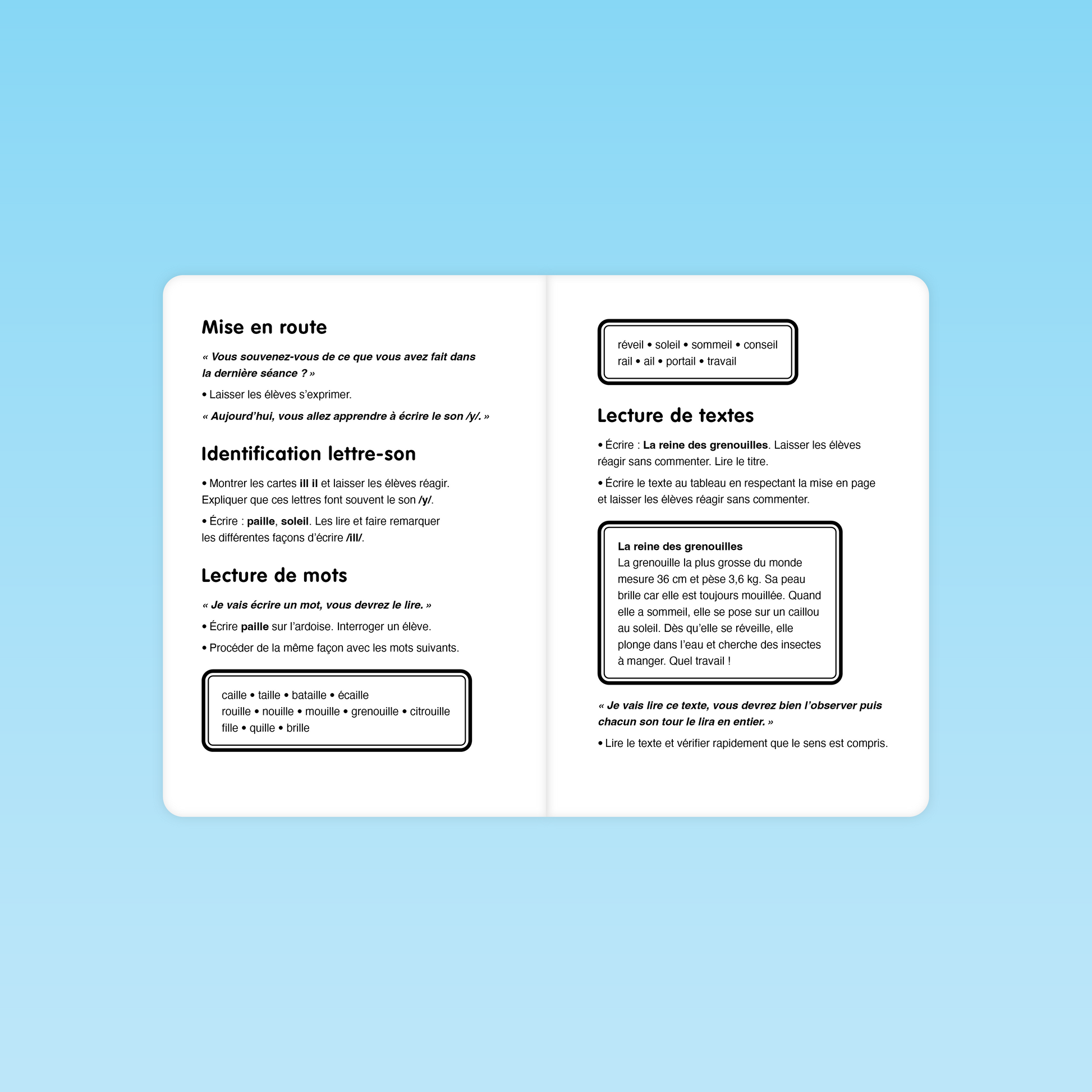 activité de mise en route et lecture de texte pour travailler les graphèmes ILL et IL en CP et CE1
