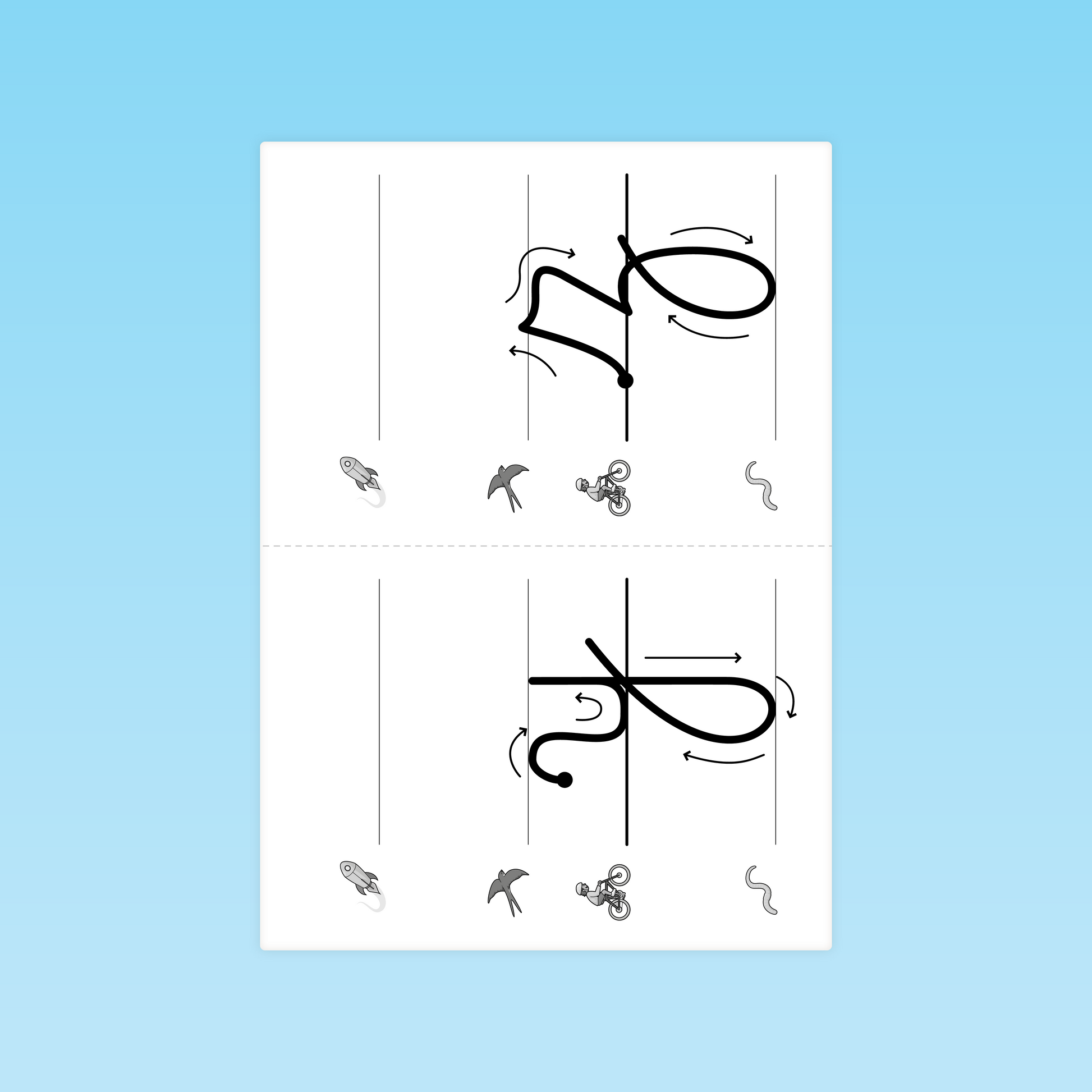 Modèles d’écriture cursive des lettres Y et K avec fléchage – guide Découverte des lettres GS