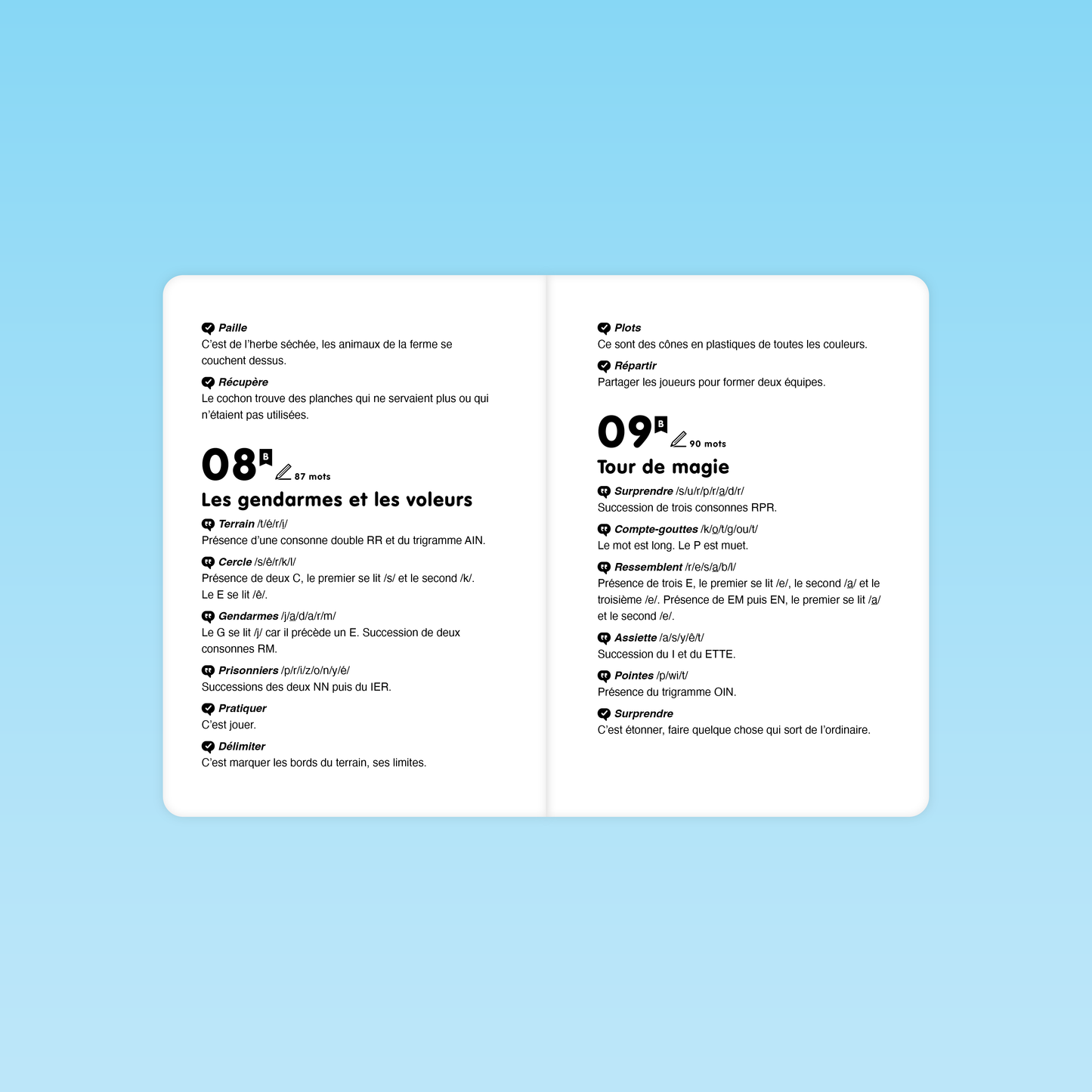 Mots complexes extraits des textes fluence CP CE avec phonèmes et définitions