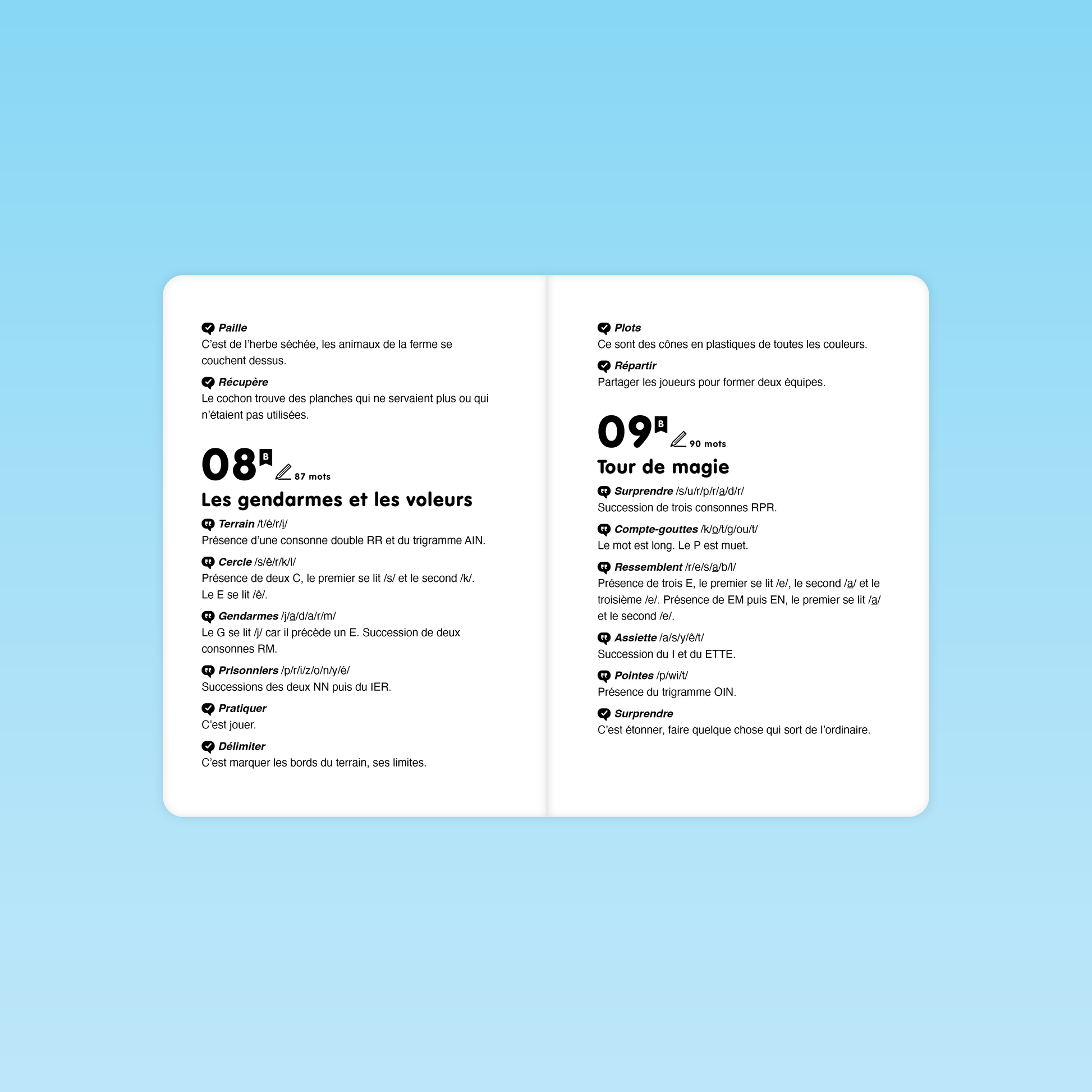 Mots complexes extraits des textes fluence CP CE avec phonèmes et définitions