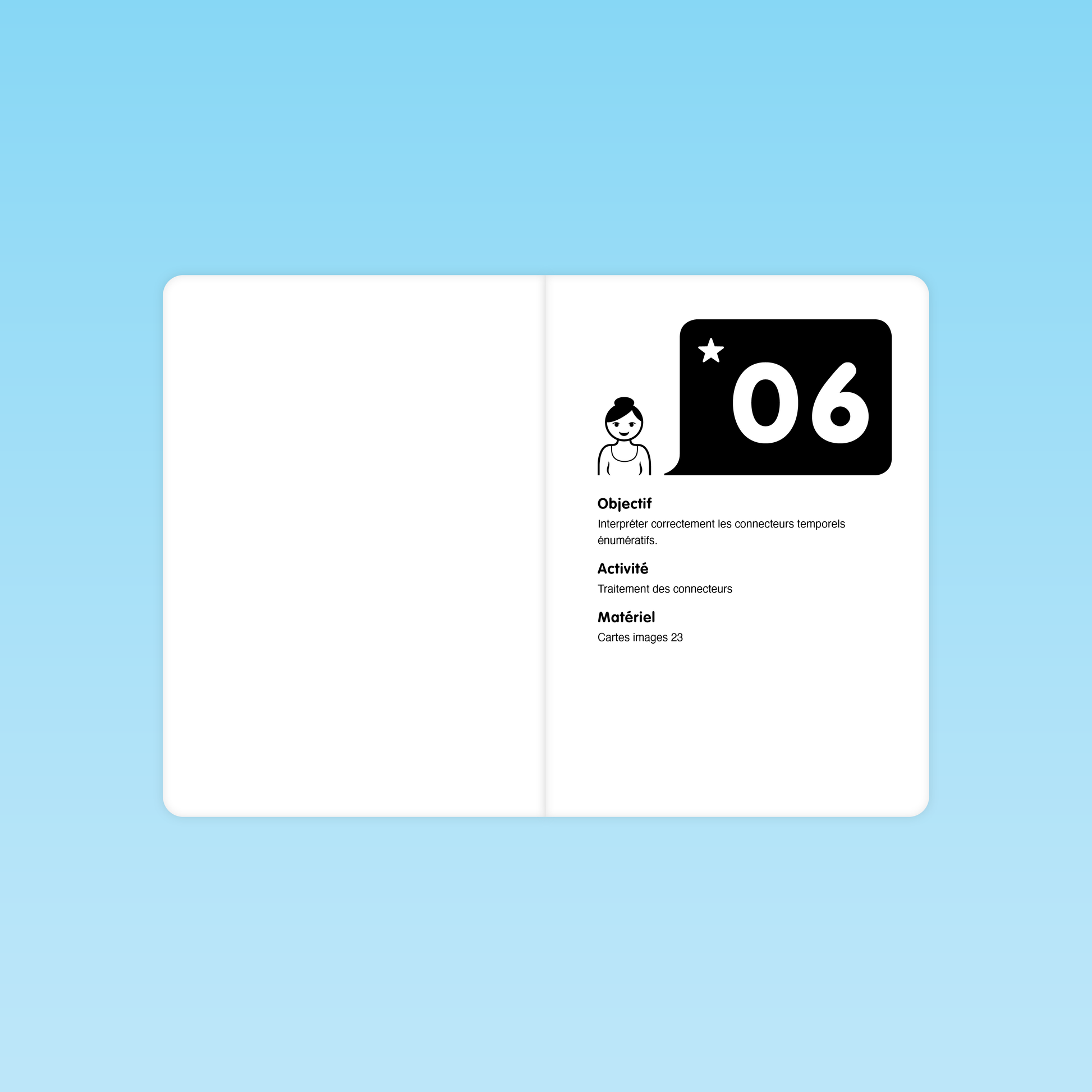 iche objectif et matériel de la séance 6 sur les connecteurs lexicaux du guide M3 éditions Cigale