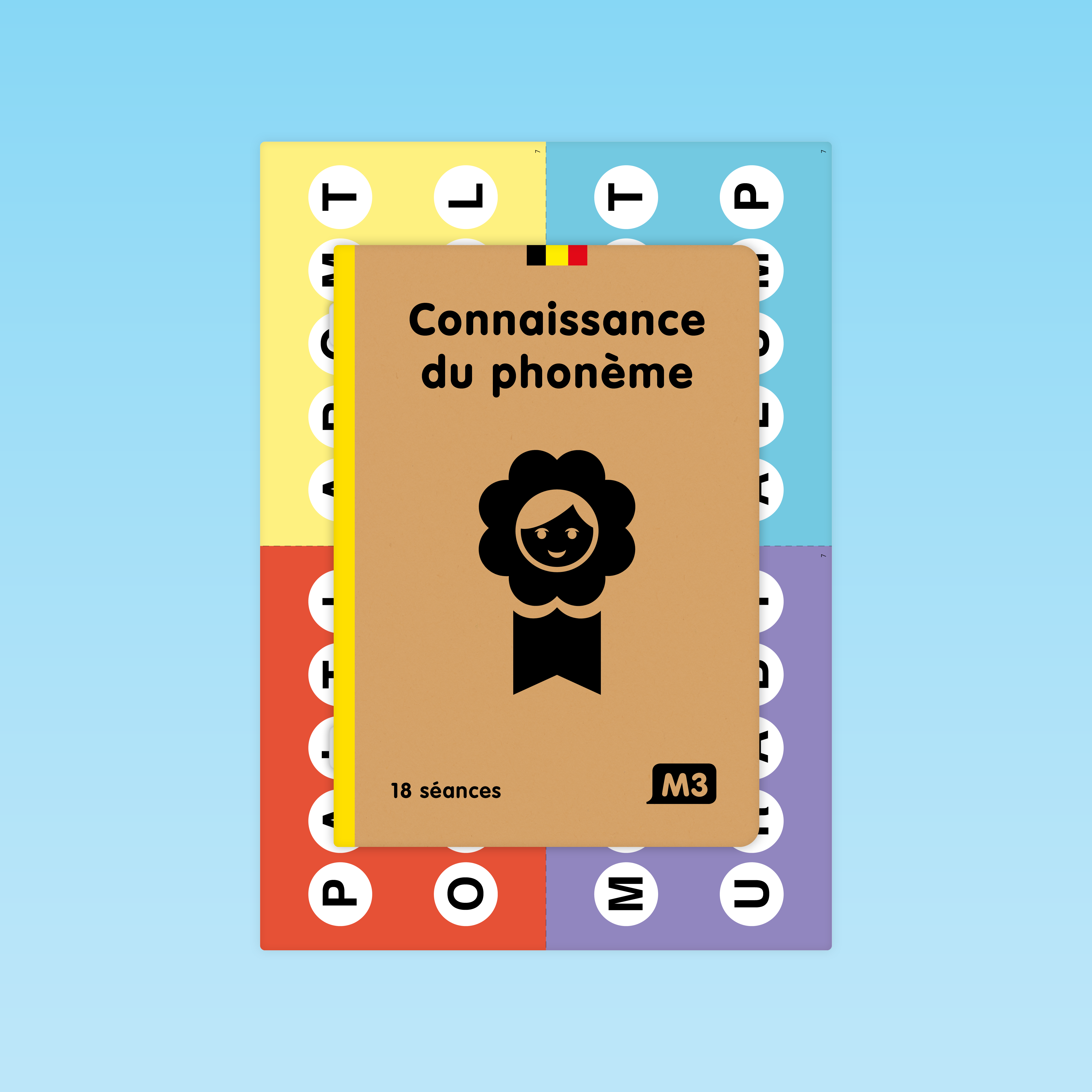 couverture guide connaissance phonème niveau M3 avec pictogrammes et design coloré