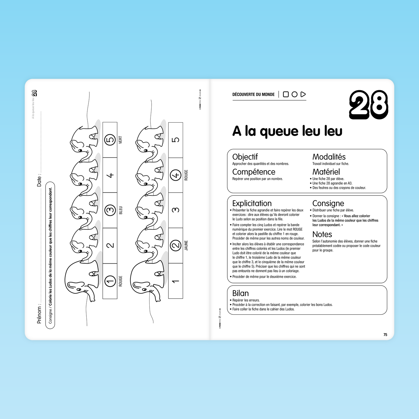 Fiche PhonoLudos MS A la queue leu leu pour apprendre à repérer un nombre et sa position