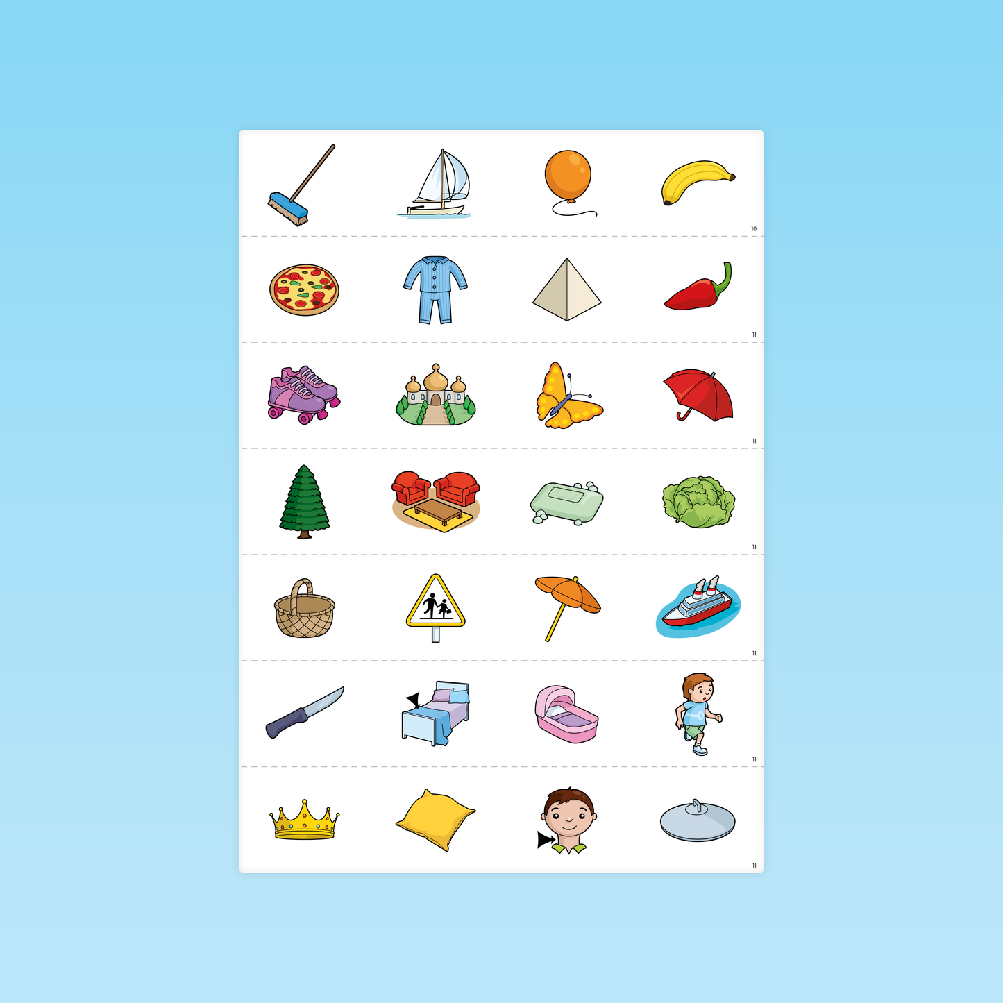 Planche illustrée d’images à utiliser pour l’activité de reconnaissance de syllabes en maternelle