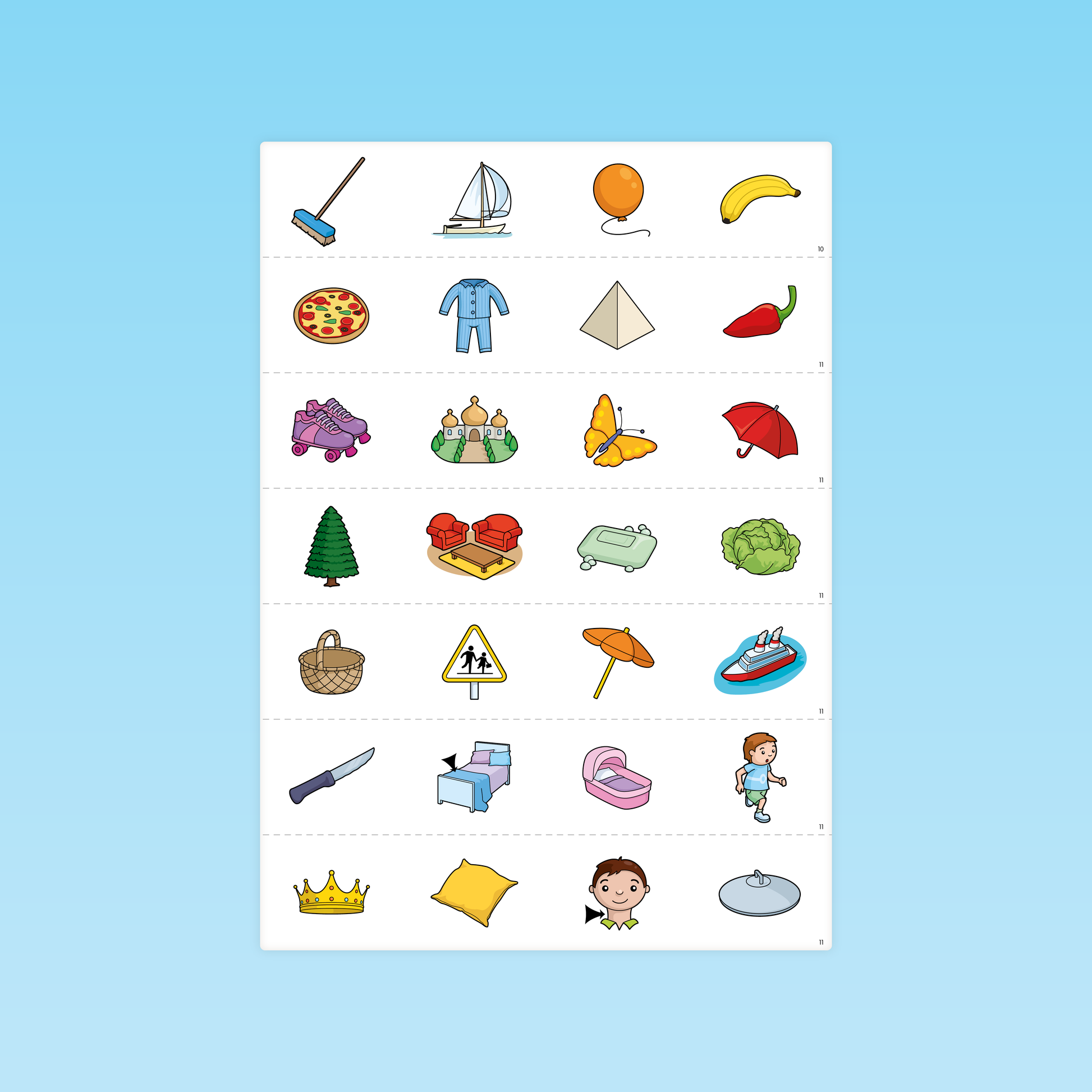 Planche illustrée d’images à utiliser pour l’activité de reconnaissance de syllabes en maternelle