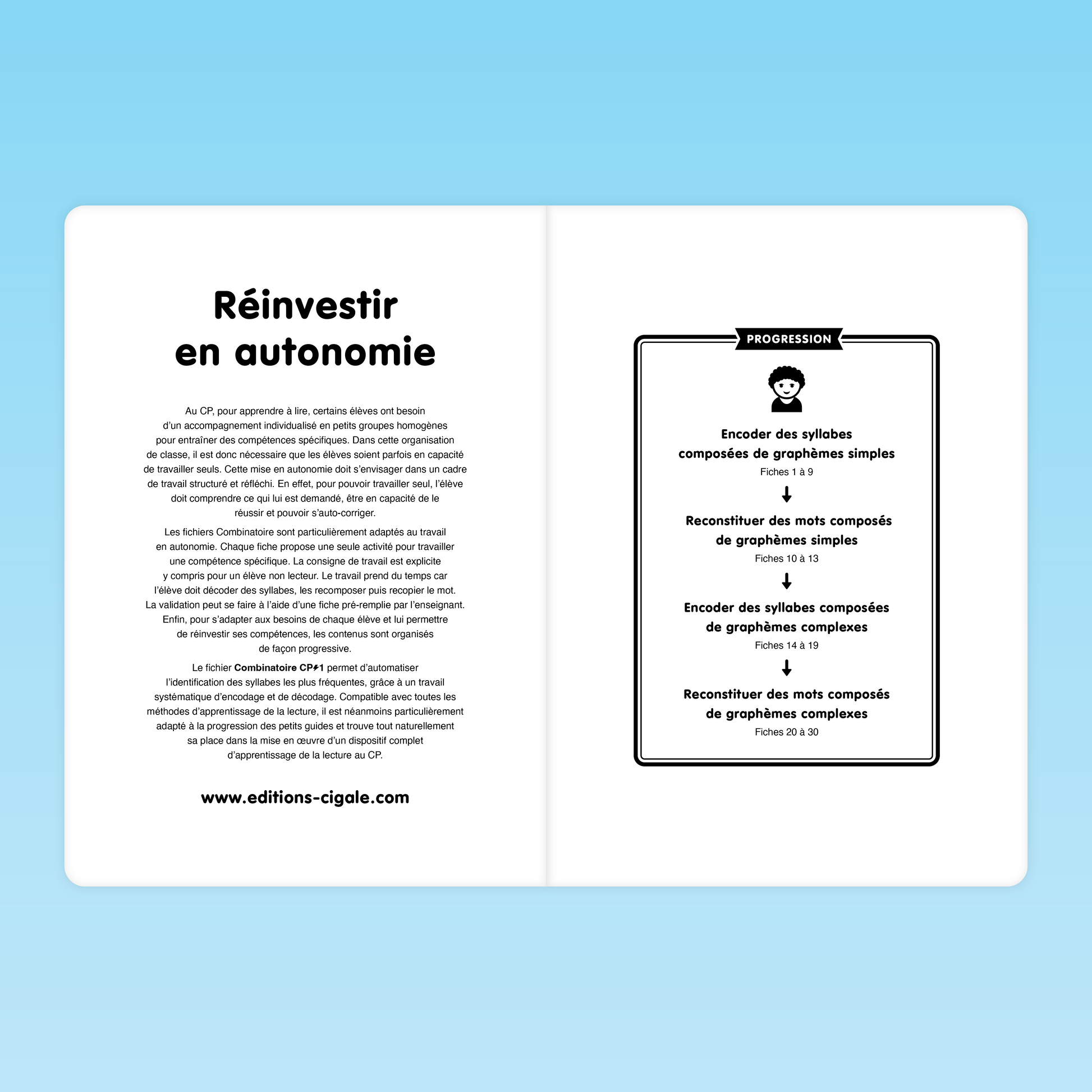 Progression pédagogique du fichier Identification de syllabes CP des éditions Cigale