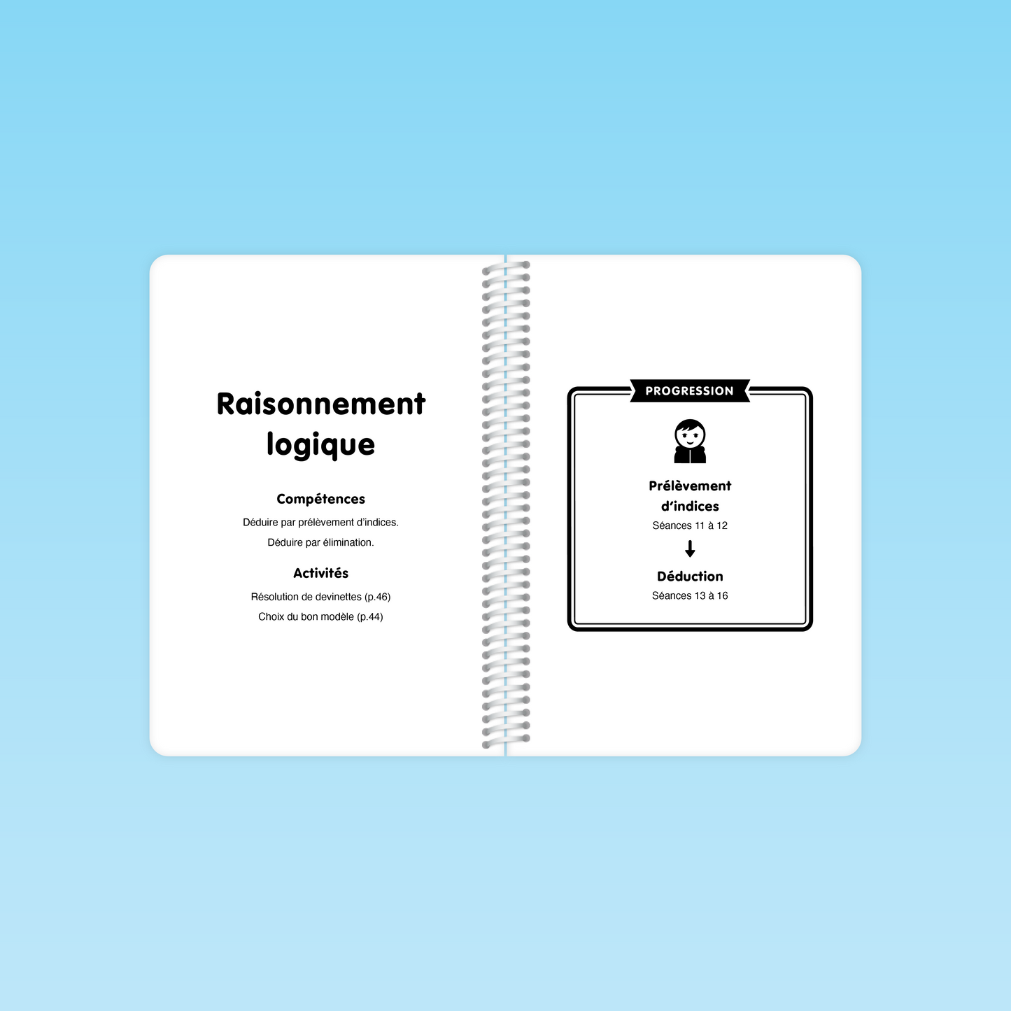 page de progression illustrant prélèvement d’indices et déduction du guide Compréhension de la langue P1