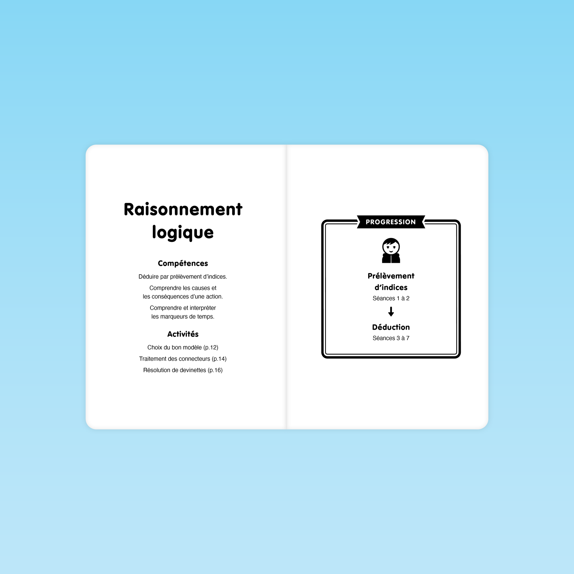 double page introduction raisonnement logique MS compétences prélèvement d’indices compréhension causes-conséquences et progression