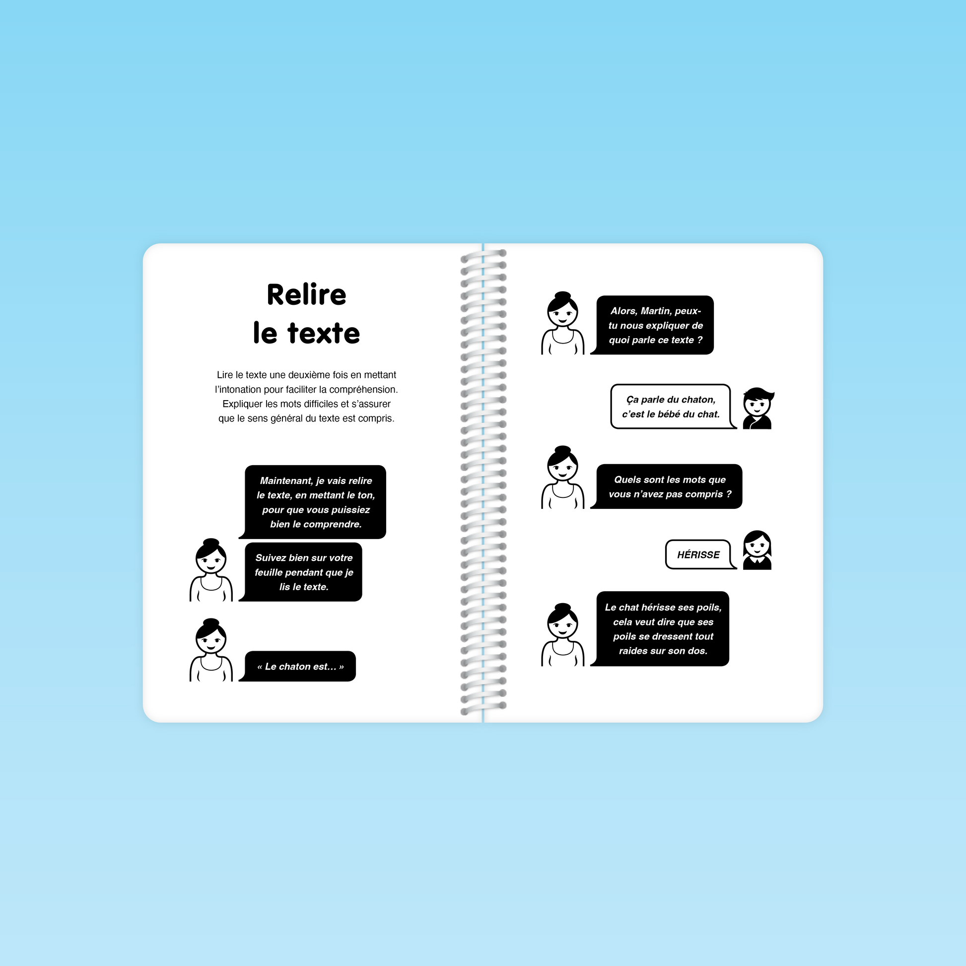 double page du guide Fluence de lecture P1 P2 montrant l’importance de la relecture avec intonation pour mieux comprendre