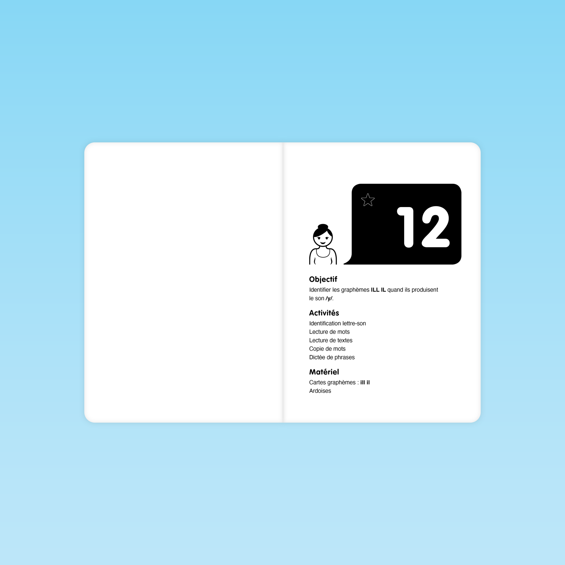 fiche de la séance 12 pour identifier les graphèmes ILL et IL en CP et CE1