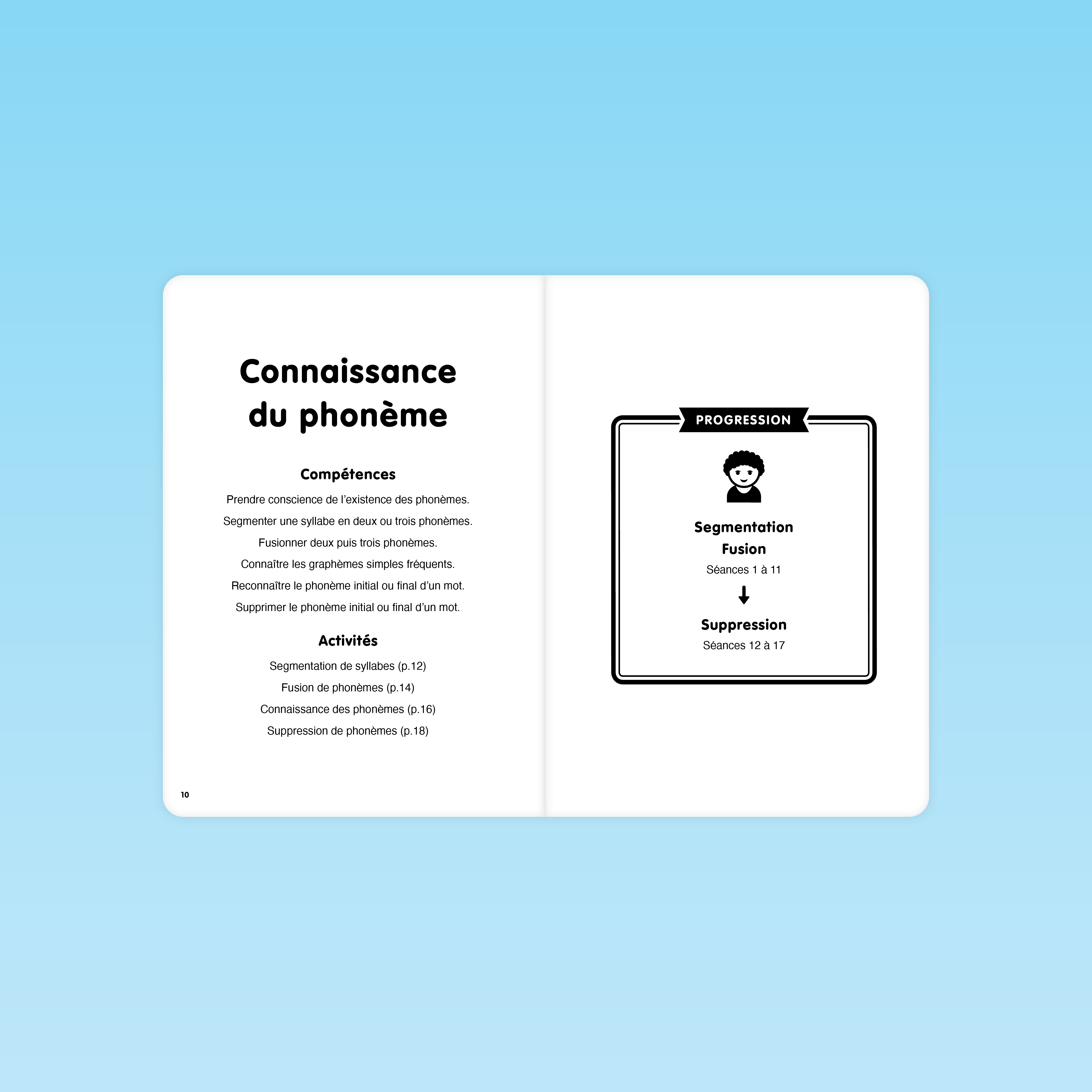page compétences et progression segmentation fusion suppression phonème dans les séances P1