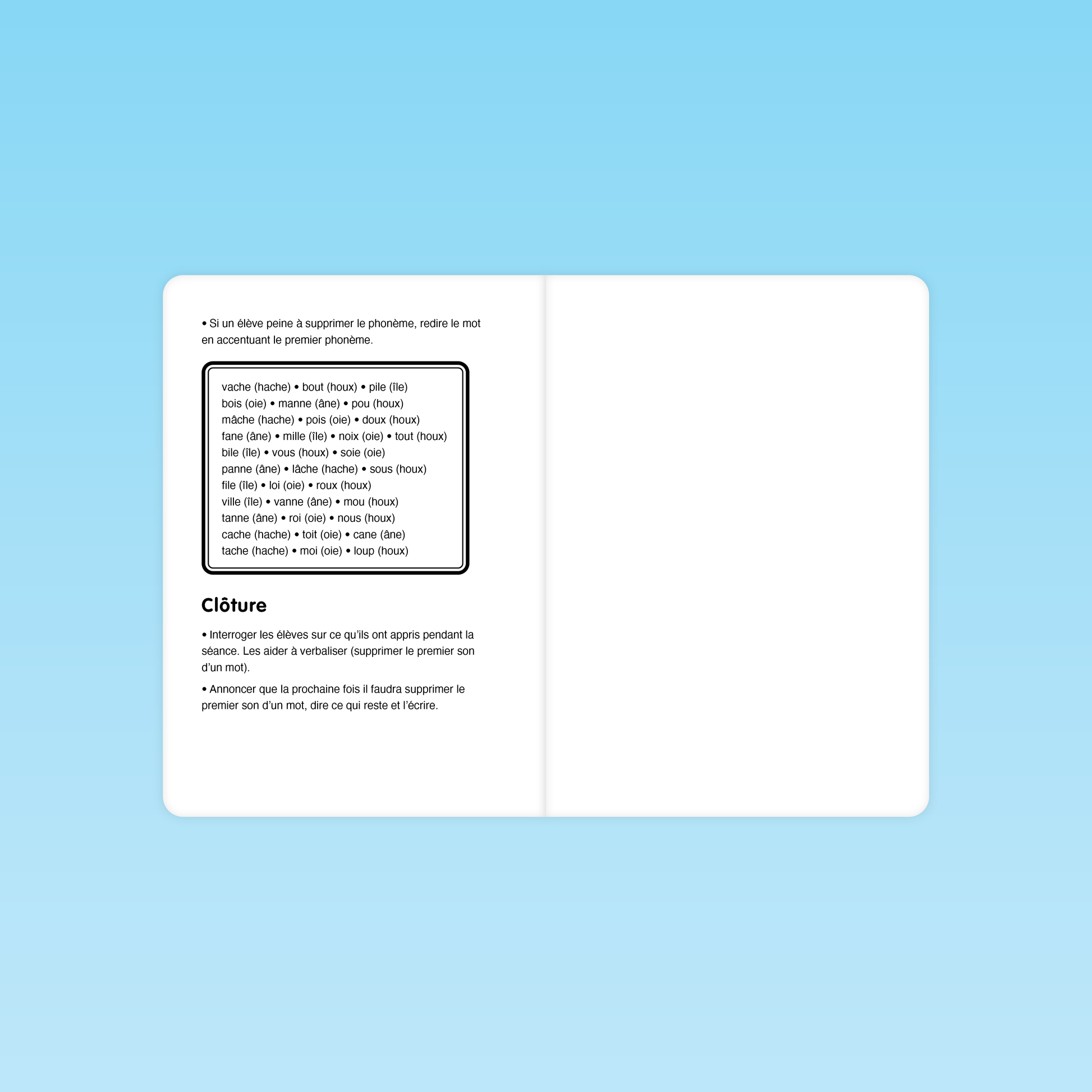 double page activités suppression phonème initial exemples de mots et images