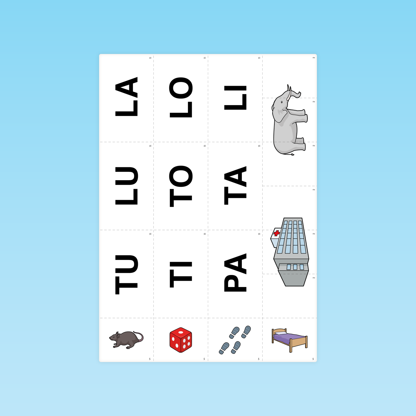carte syllabique GS avec mots illustrés pour jeu de tri en conscience phonologique