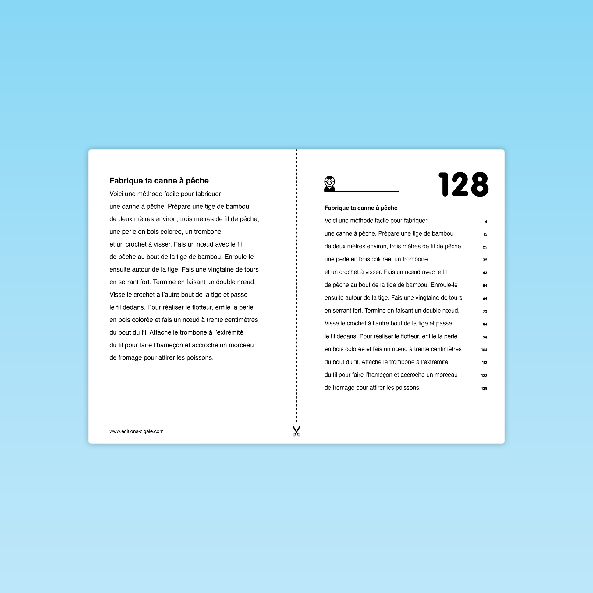 Versions différenciées du texte Fabrique ta canne à pêche – lecture fluide et syllabée