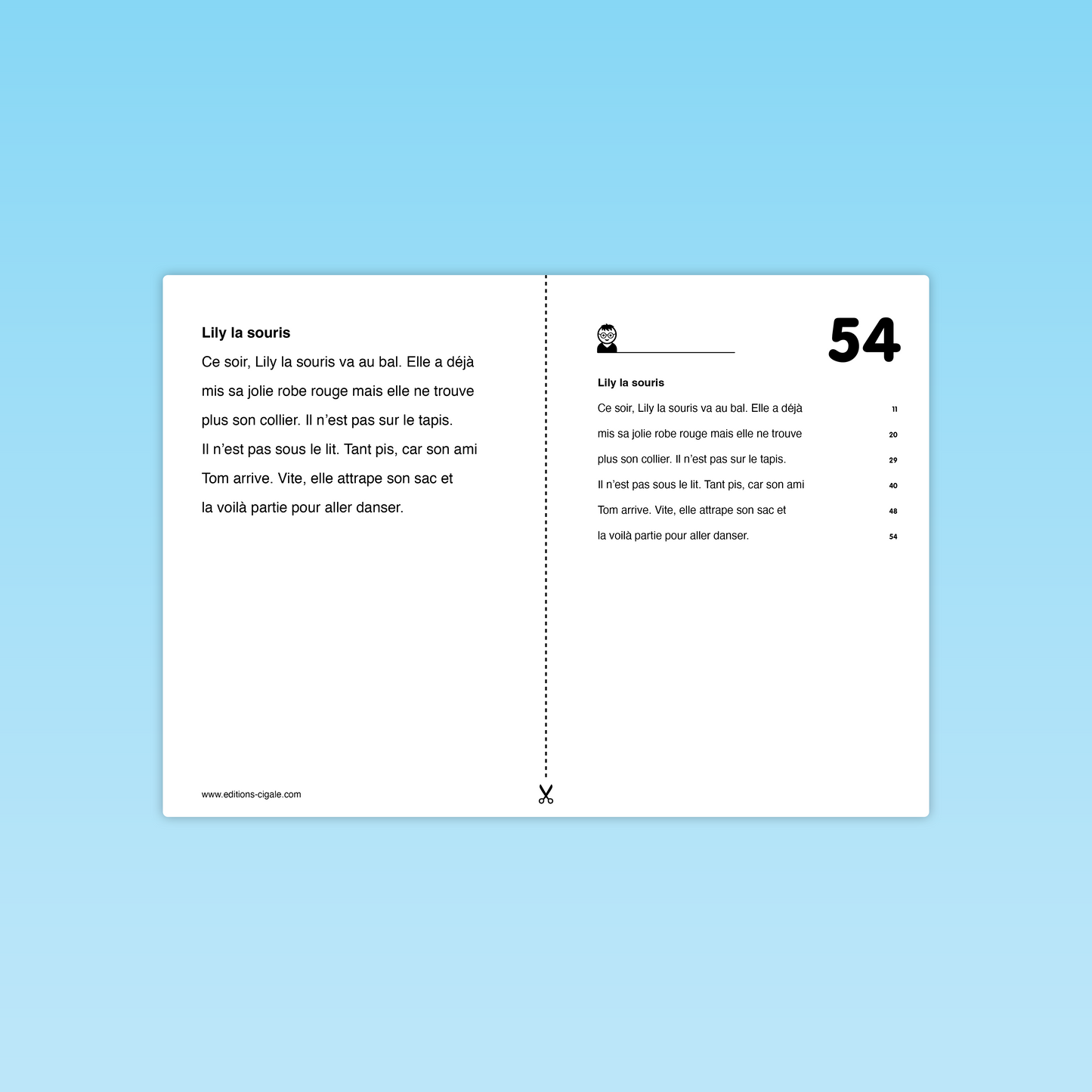 Versions différenciées du texte Lily la souris – syllabes colorées et texte standard