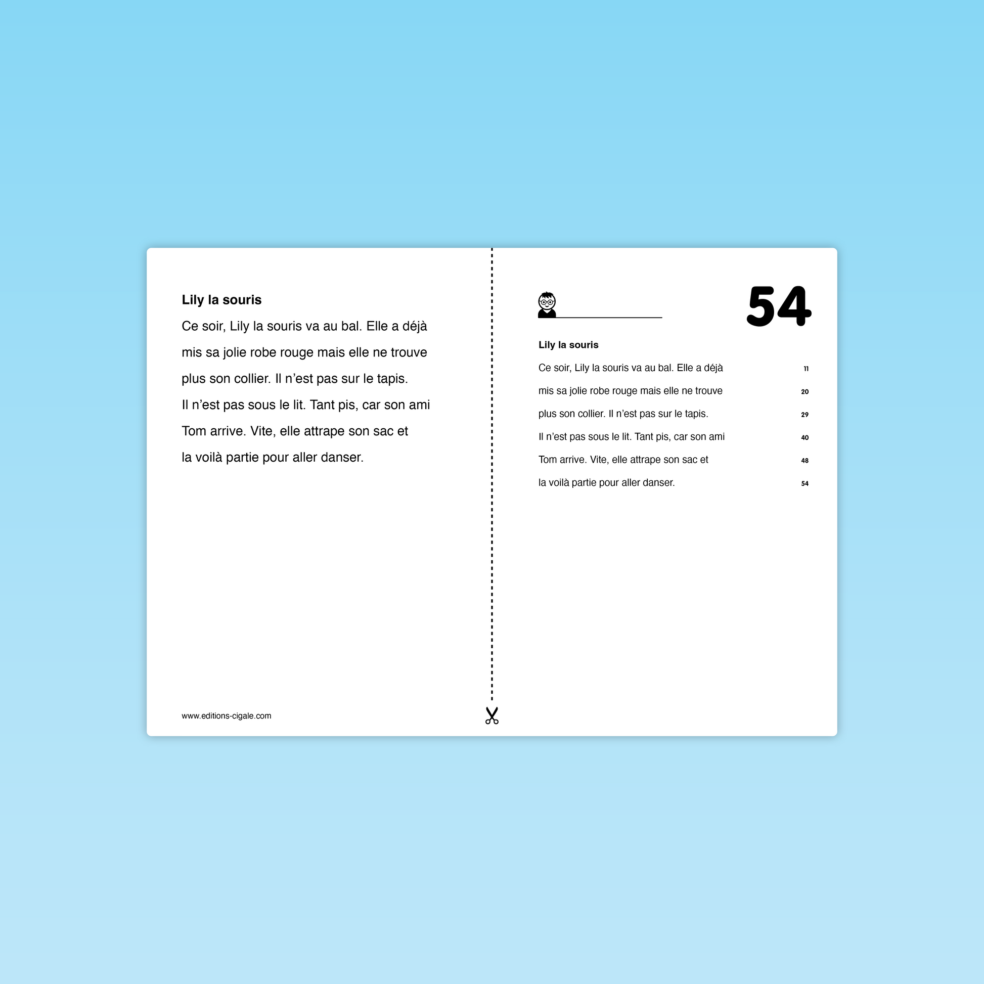 Versions différenciées du texte Lily la souris – syllabes colorées et texte standard
