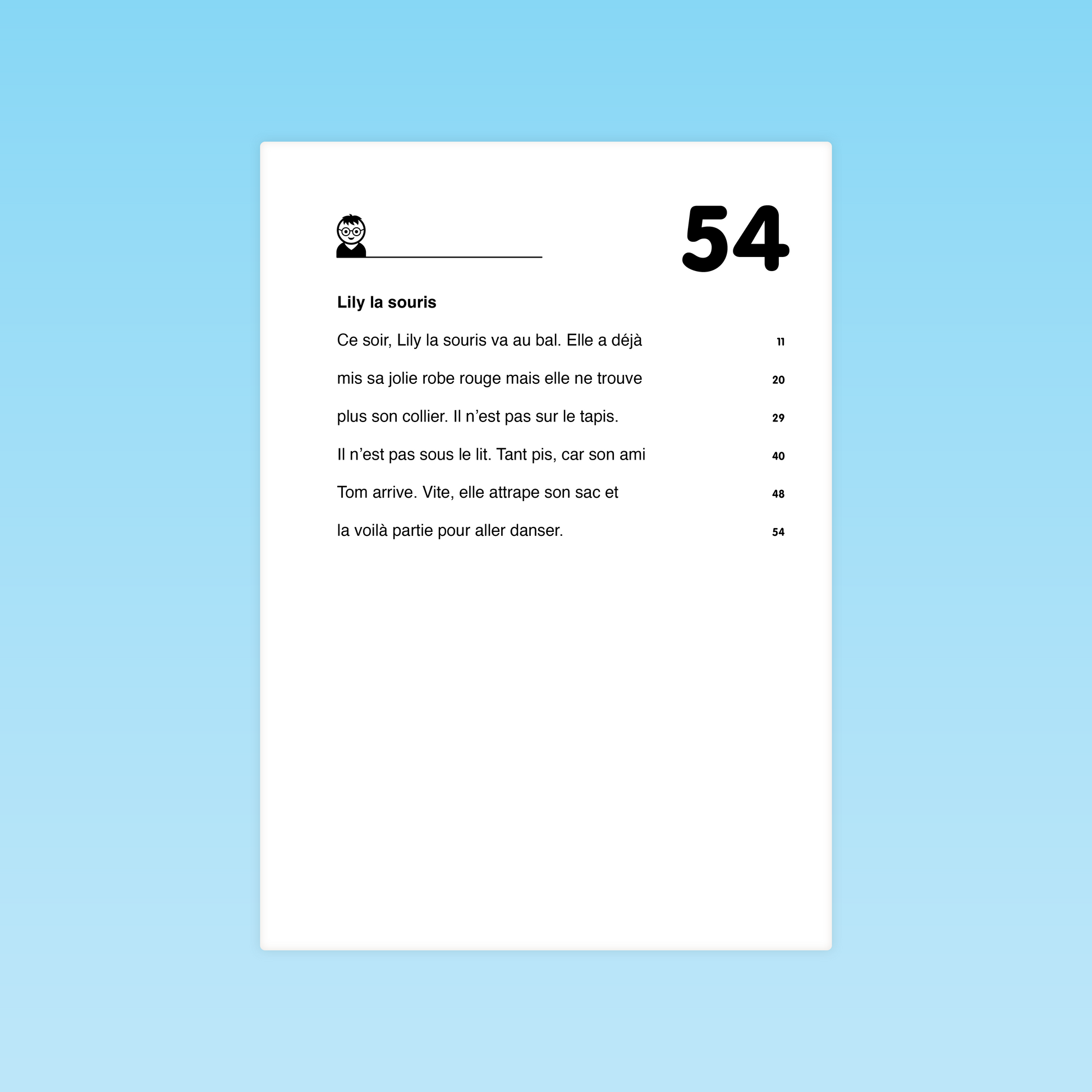 Texte de fluence Lily la souris – lecture fluide et décodage CP