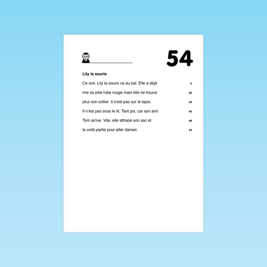 Texte de fluence Lily la souris – lecture fluide et décodage CP