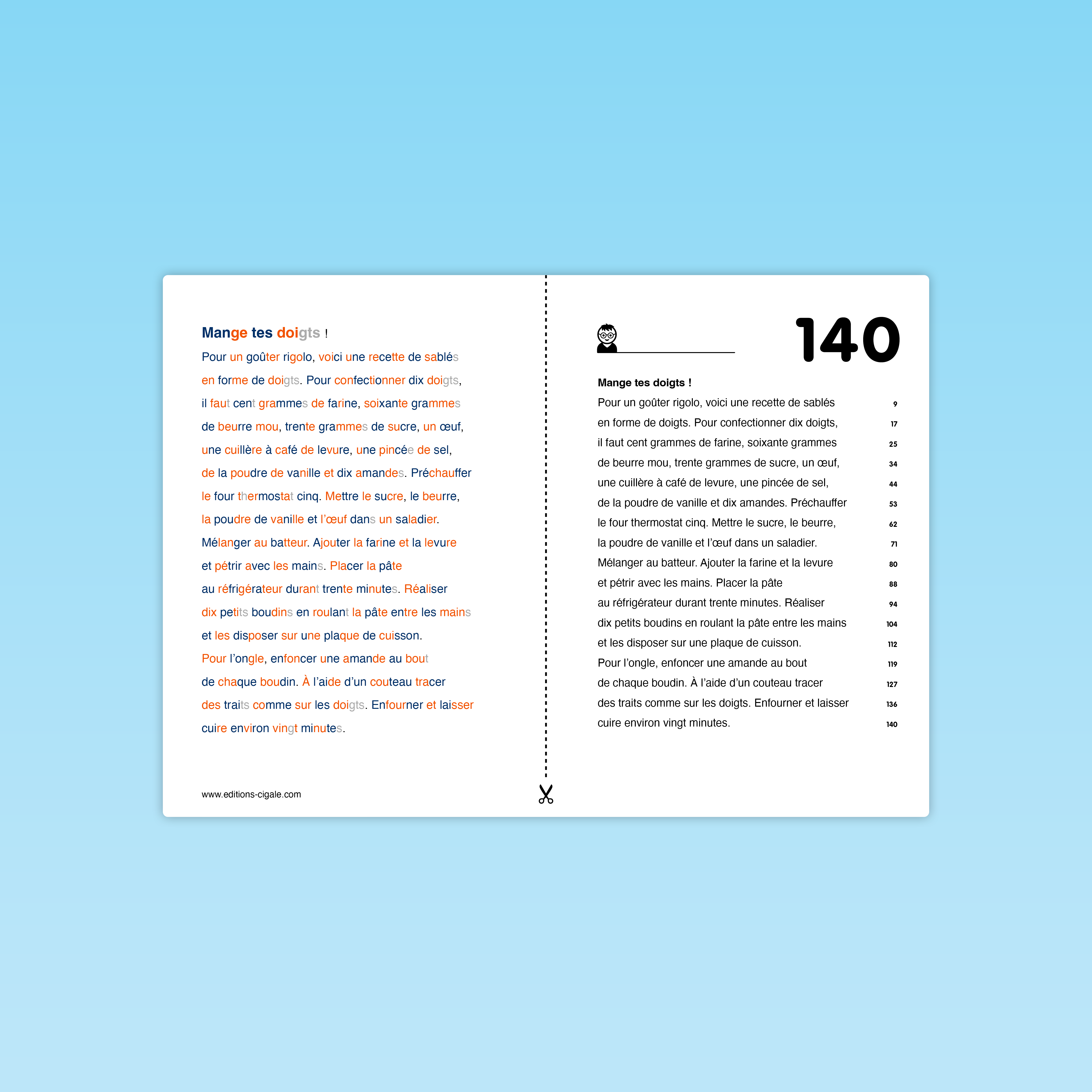 Texte de fluence Mange tes doigts – version syllabée en couleurs