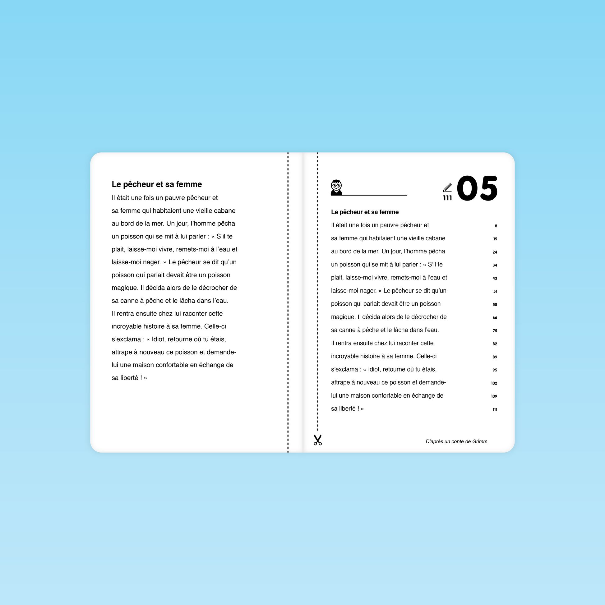 Lecture fluence CP CE du texte Le pêcheur et sa femme avec découpage syllabique